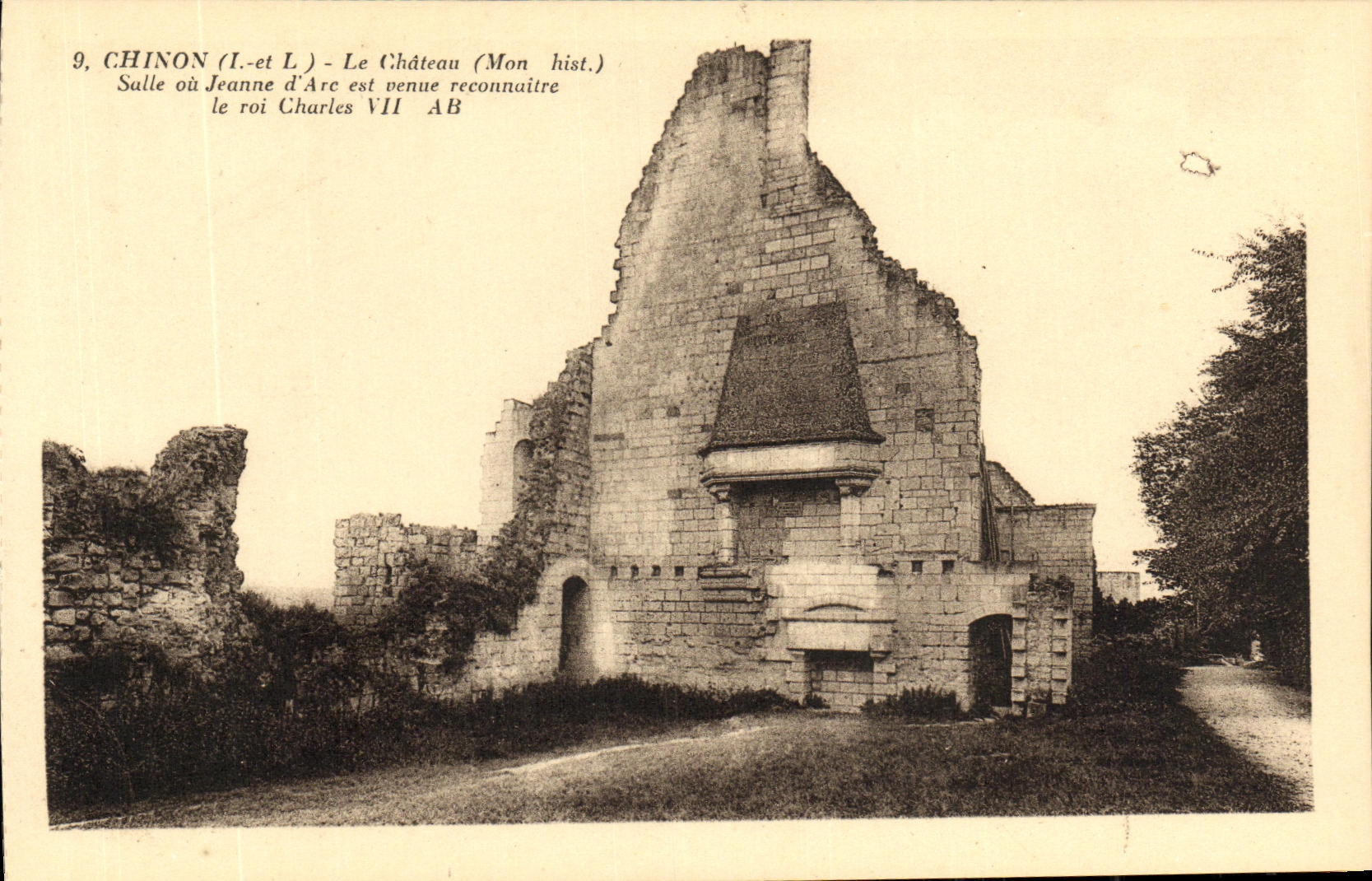 VINTAGE POSTCARD Chinon the Castle Seen D together