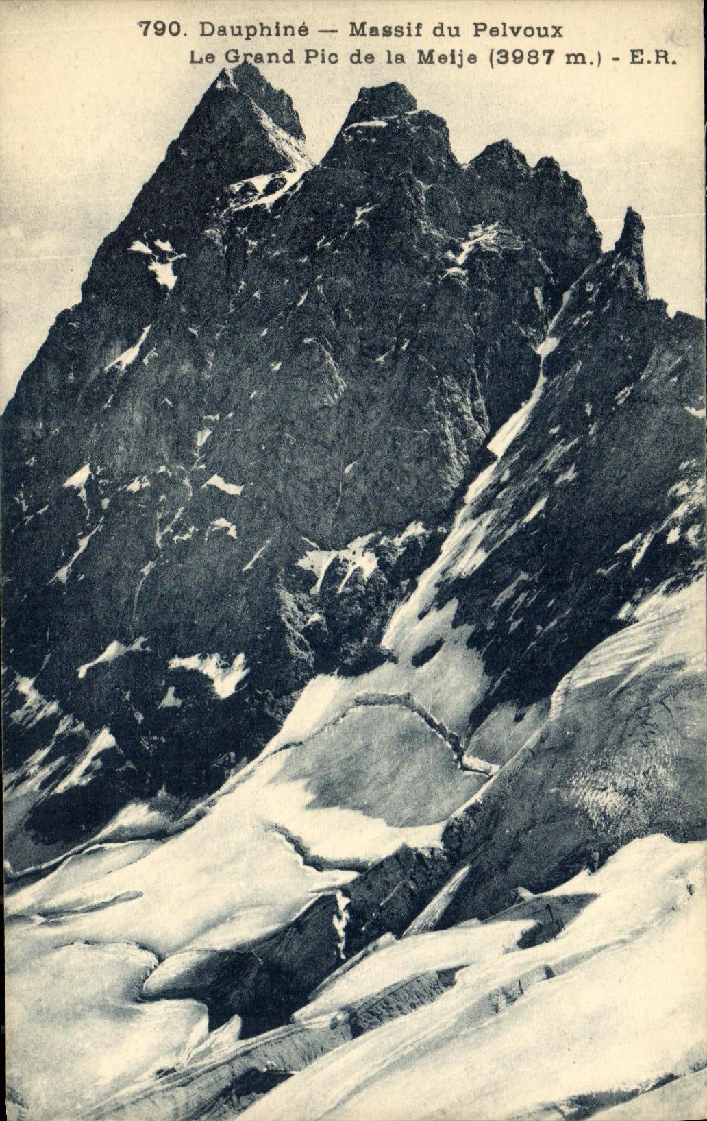 VINTAGE POSTCARD Dauphine Solid mass of Pelvoux the Large Peak of Meile