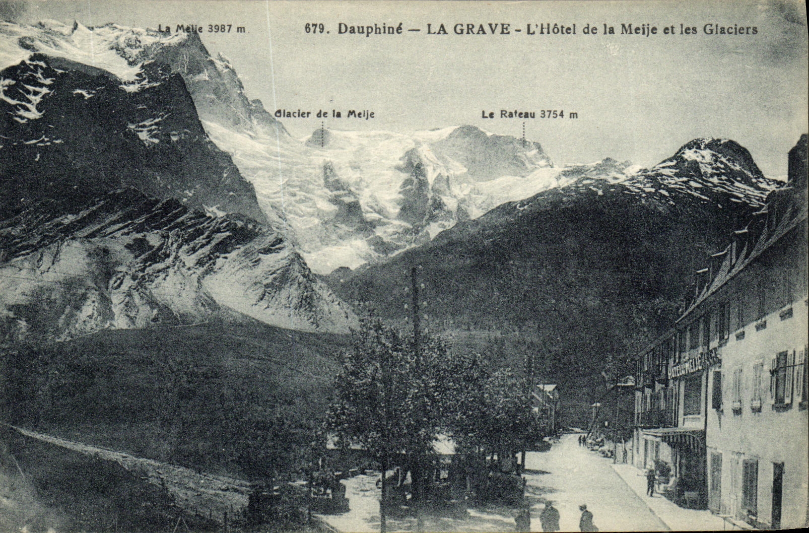 VINTAGE POSTCARD Dauphine the Serious L Hotel of Meije and glaciers