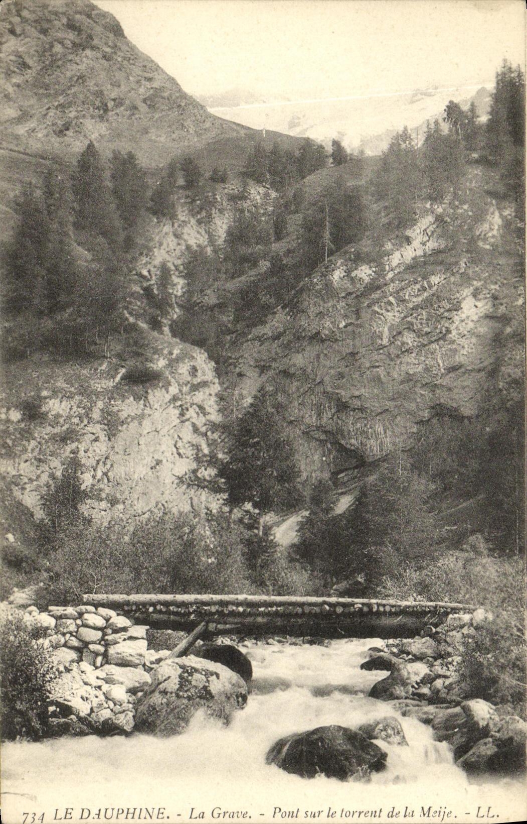 VINTAGE POSTCARD Dauphine the Serious Bridge on the Torrent of Meije