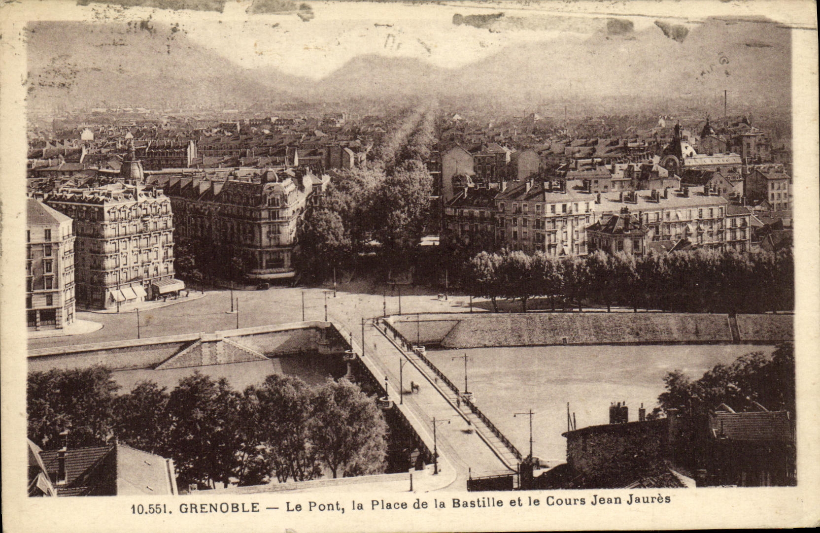 CPA Grenoble Le Pont la Place de la Bastille et le Cours Jean Jaures