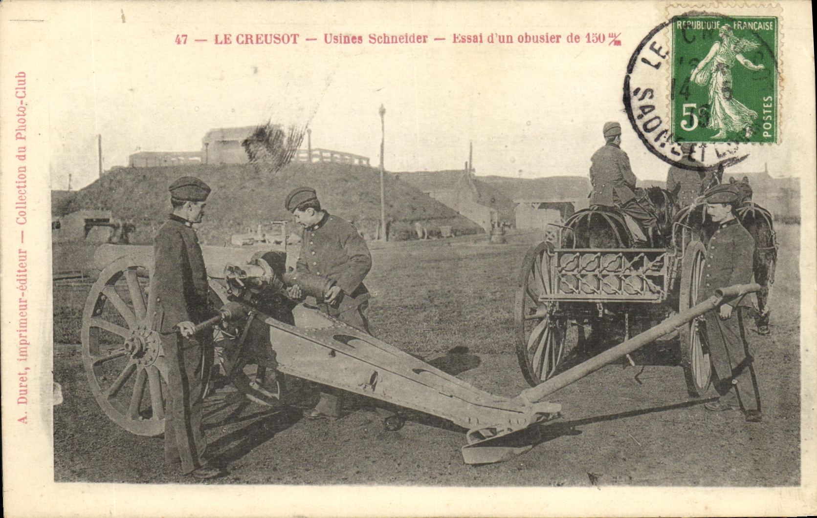 VINTAGE POSTCARD Creusot Factories Schneider Test D an howitzer of 150mm Militaria
