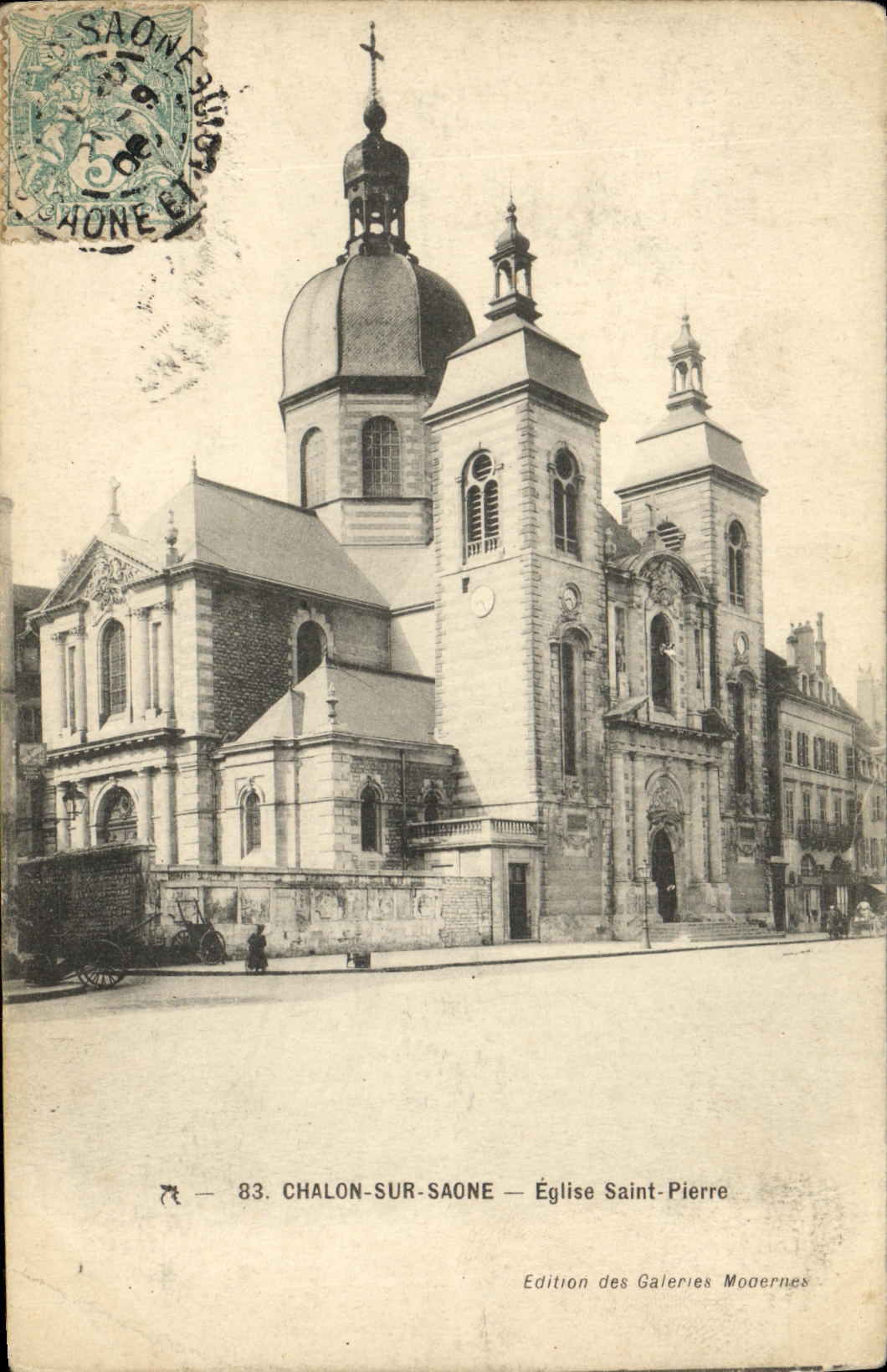 VINTAGE POSTCARD Trawl net On the Saone Church Saint Pierre