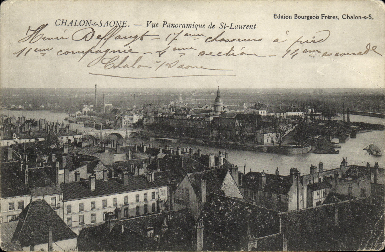 VINTAGE POSTCARD Trawl net On the Saone Panoramic View of St Laurent
