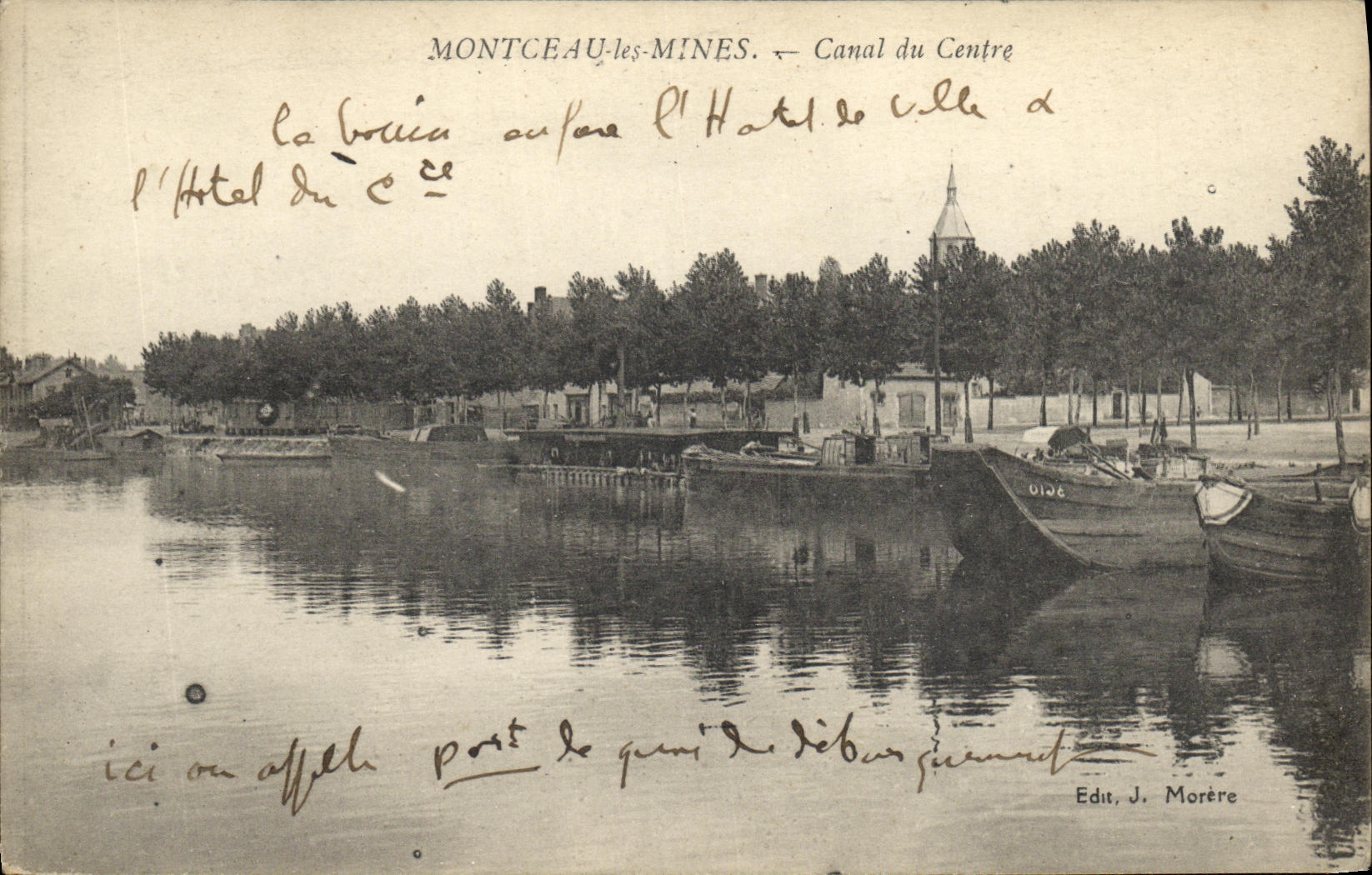 VINTAGE POSTCARD Montceau the Mines Canal of the Center