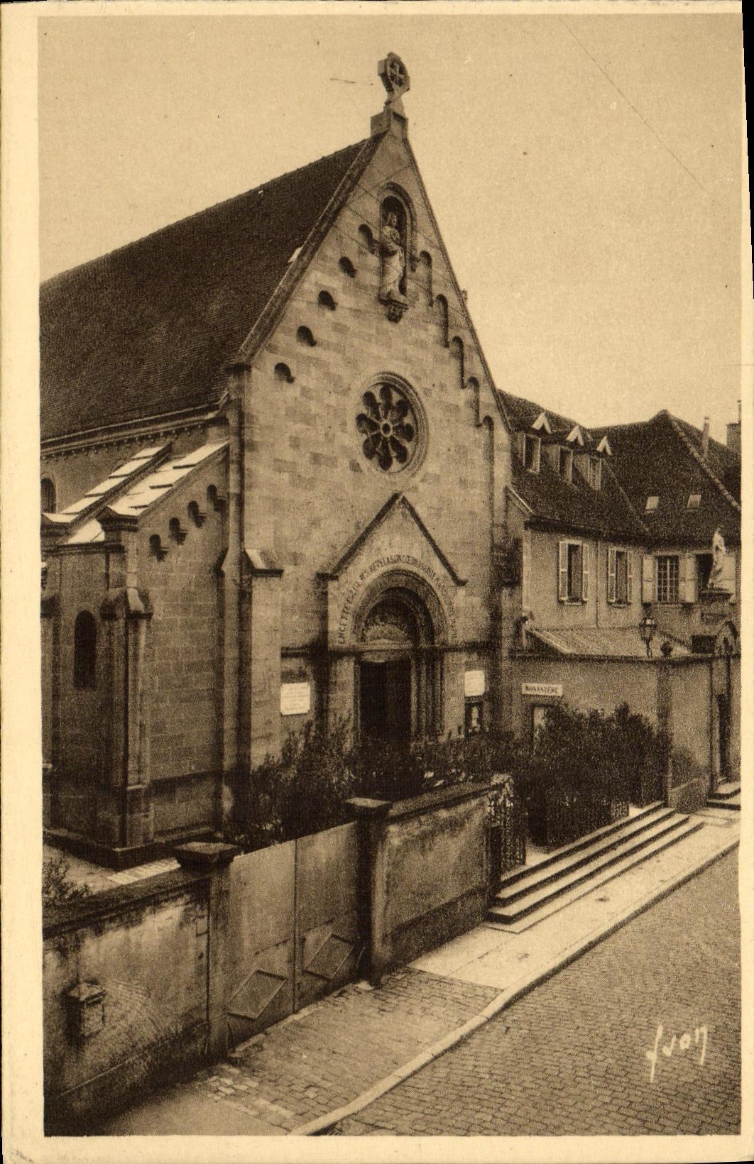 VINTAGE POSTCARD Paray Monial Vault and Exterior facade of the monastery of the Visitation of Paray