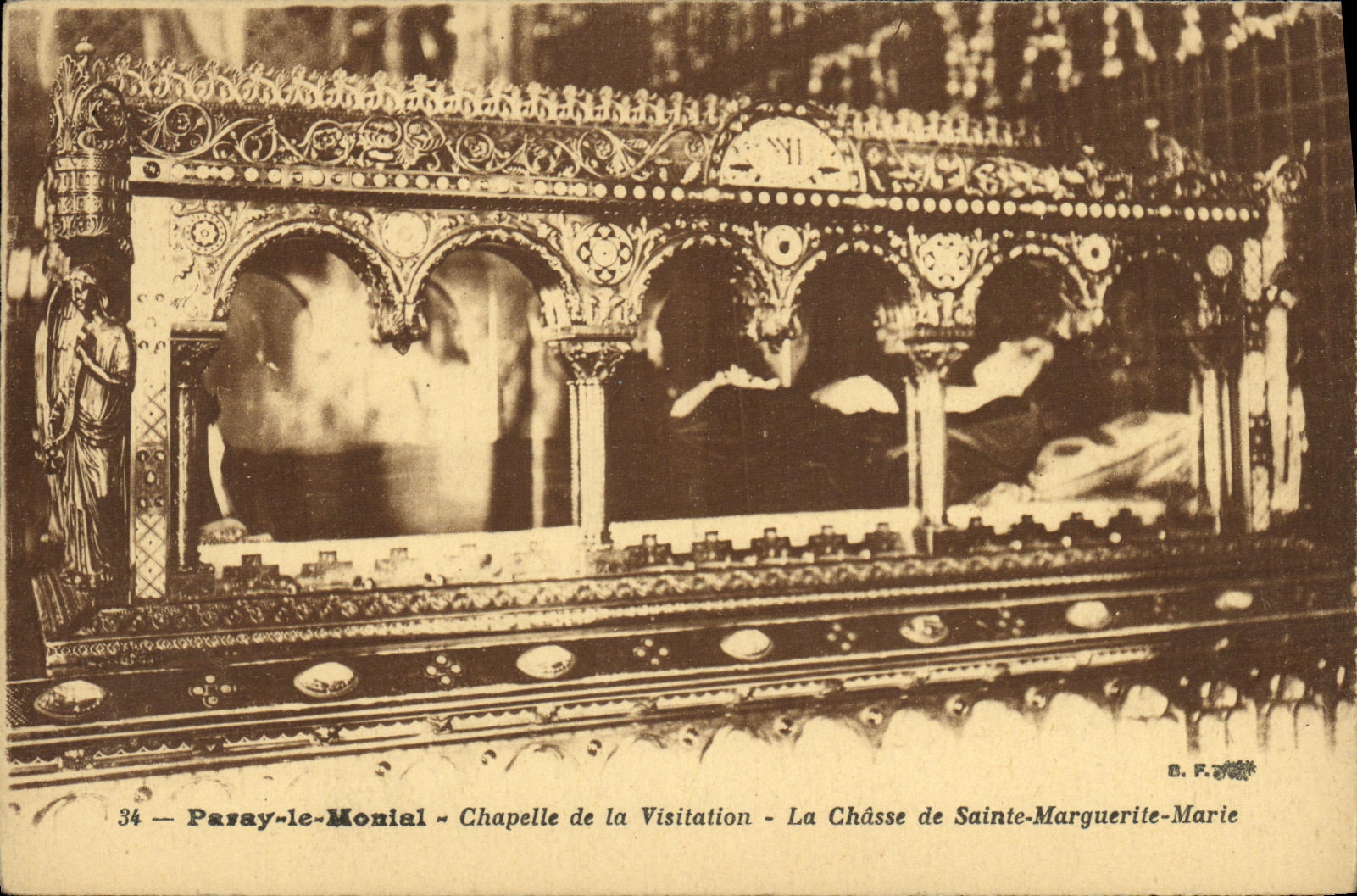 VINTAGE POSTCARD Paray Monial Vault of the Visitation the Hunting of Sainte Marguerite Marie