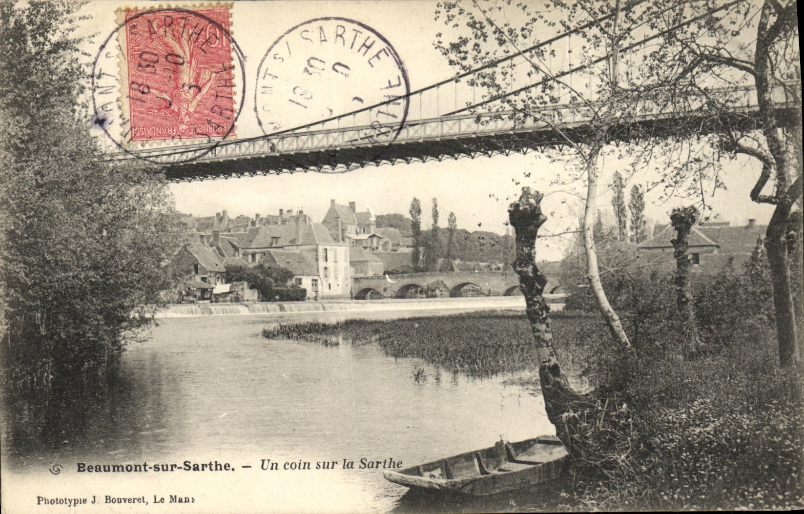 POSTAL Beaumont de la VENDIMIA en el Sarthe una esquina en el Sarthe