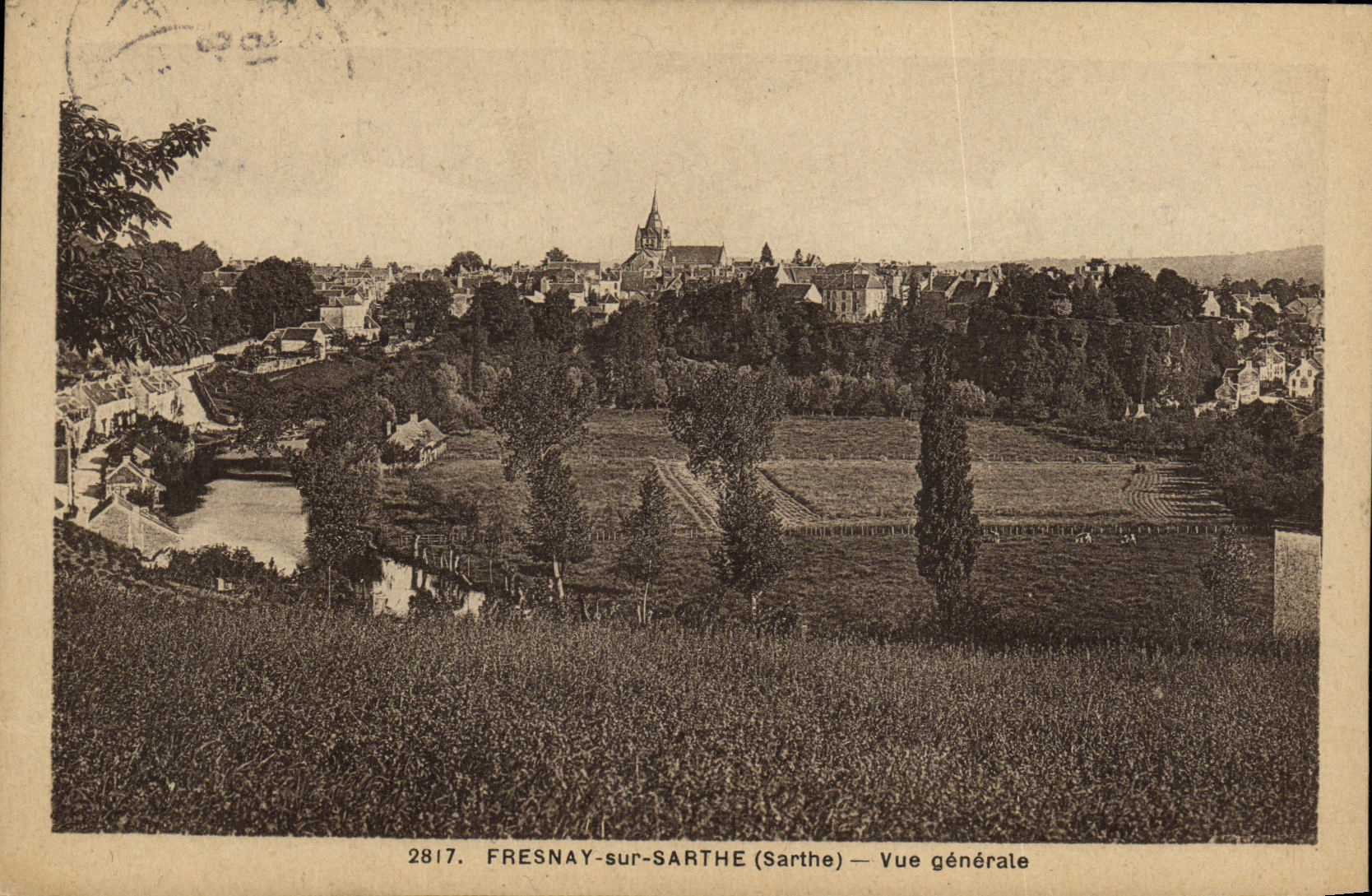 VINTAGE POSTCARD Fresnay on the Sarthe View