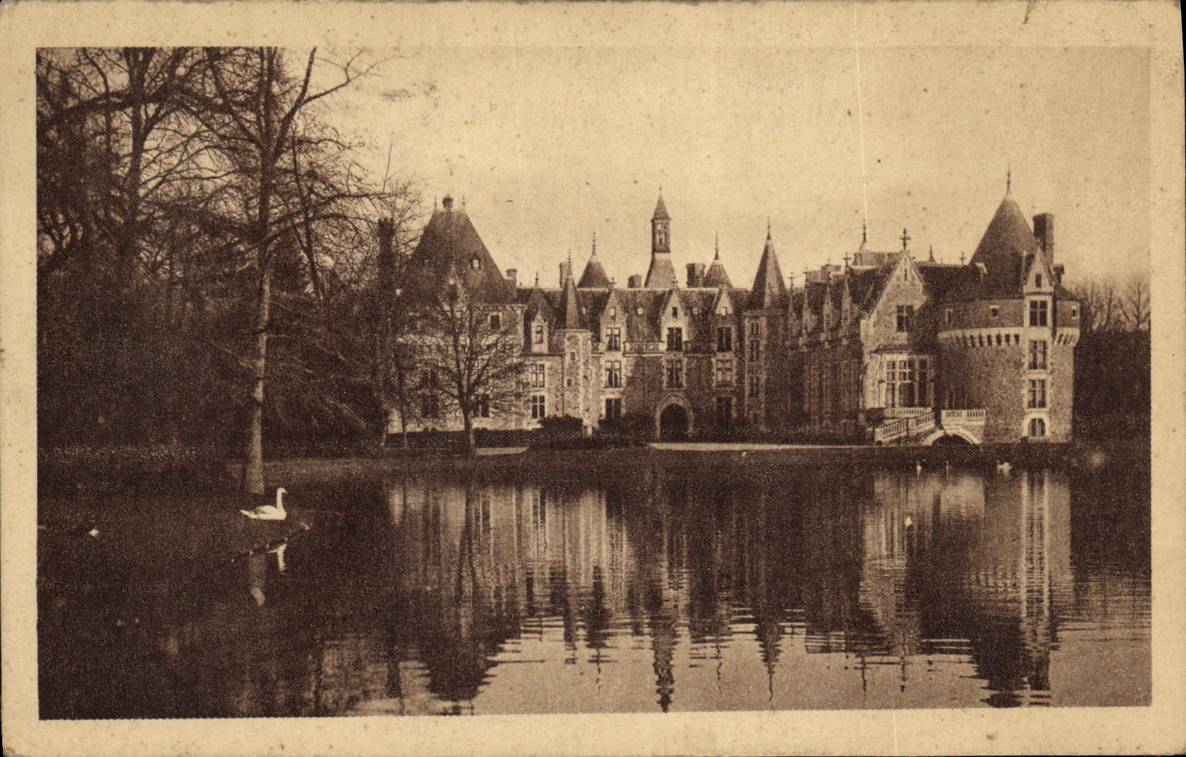 CPA Chateau de Bonnetable Le lac Cygne