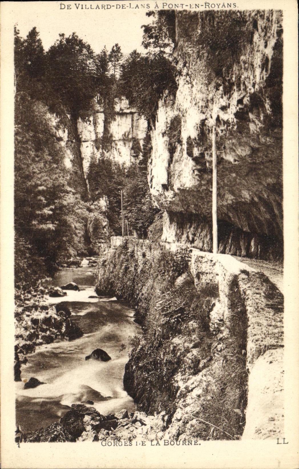 VINTAGE POSTCARD De Villard of lans has Pont in Royans Gorges of Bourne