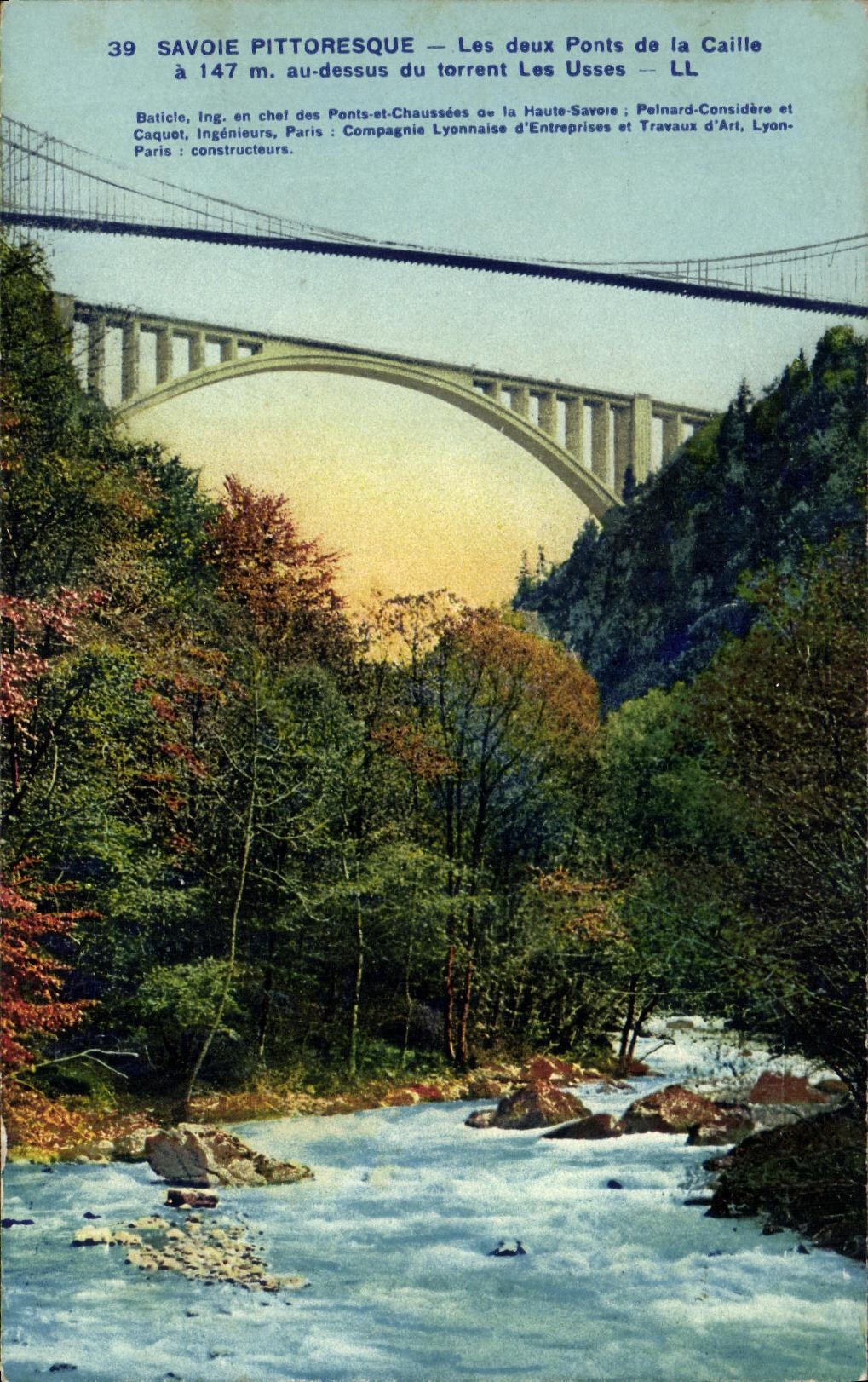 VINTAGE POSTCARD Picturesque Savoy deaux Bridges of Ruail