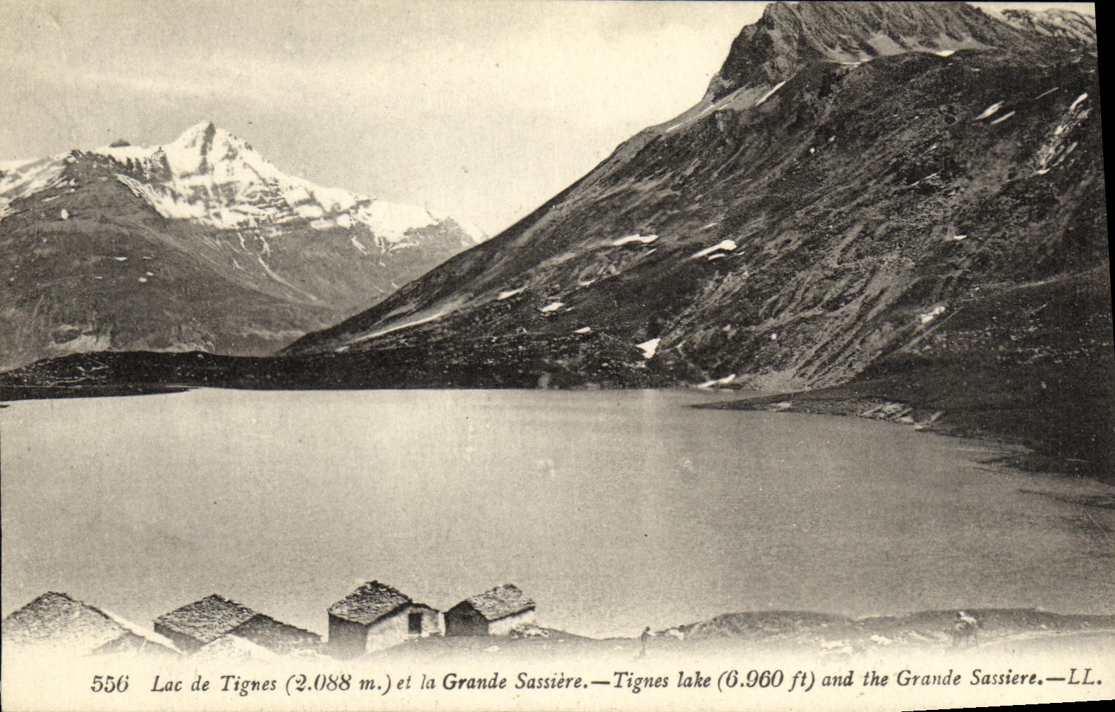 VINTAGE POSTCARD Lake Tignes and Large Sassierre