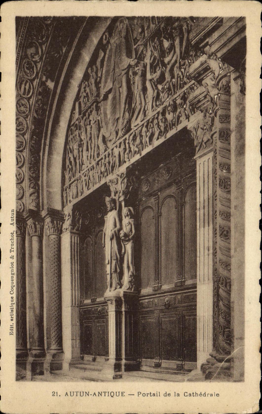 CPA Autun Antique Portail de la Cathedrale