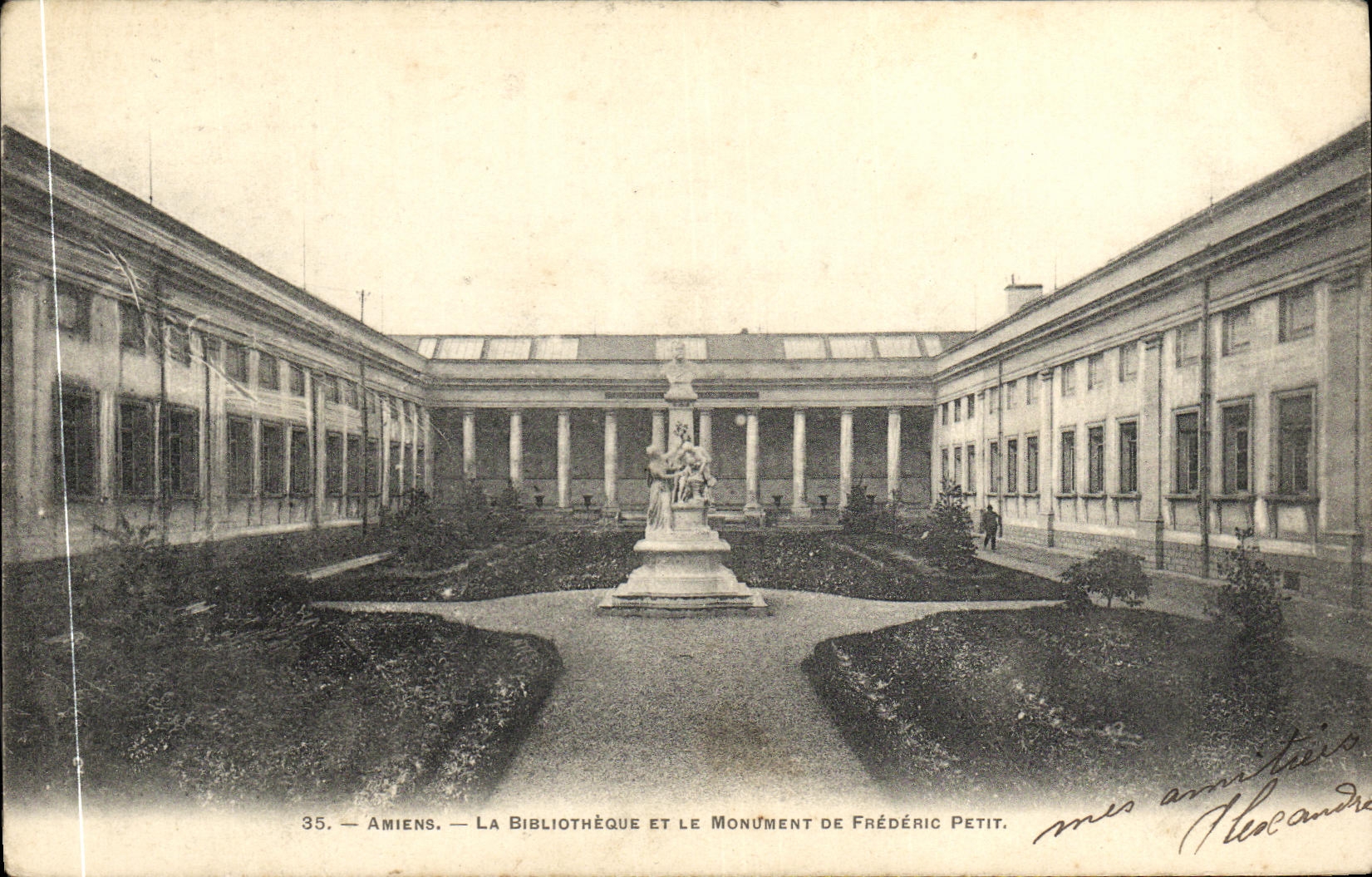CPA Amiens La Biblotheque et le Monument de Frederic Petit