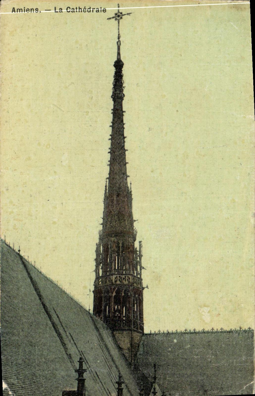 CPA Amiens Cathedrale carte toilee