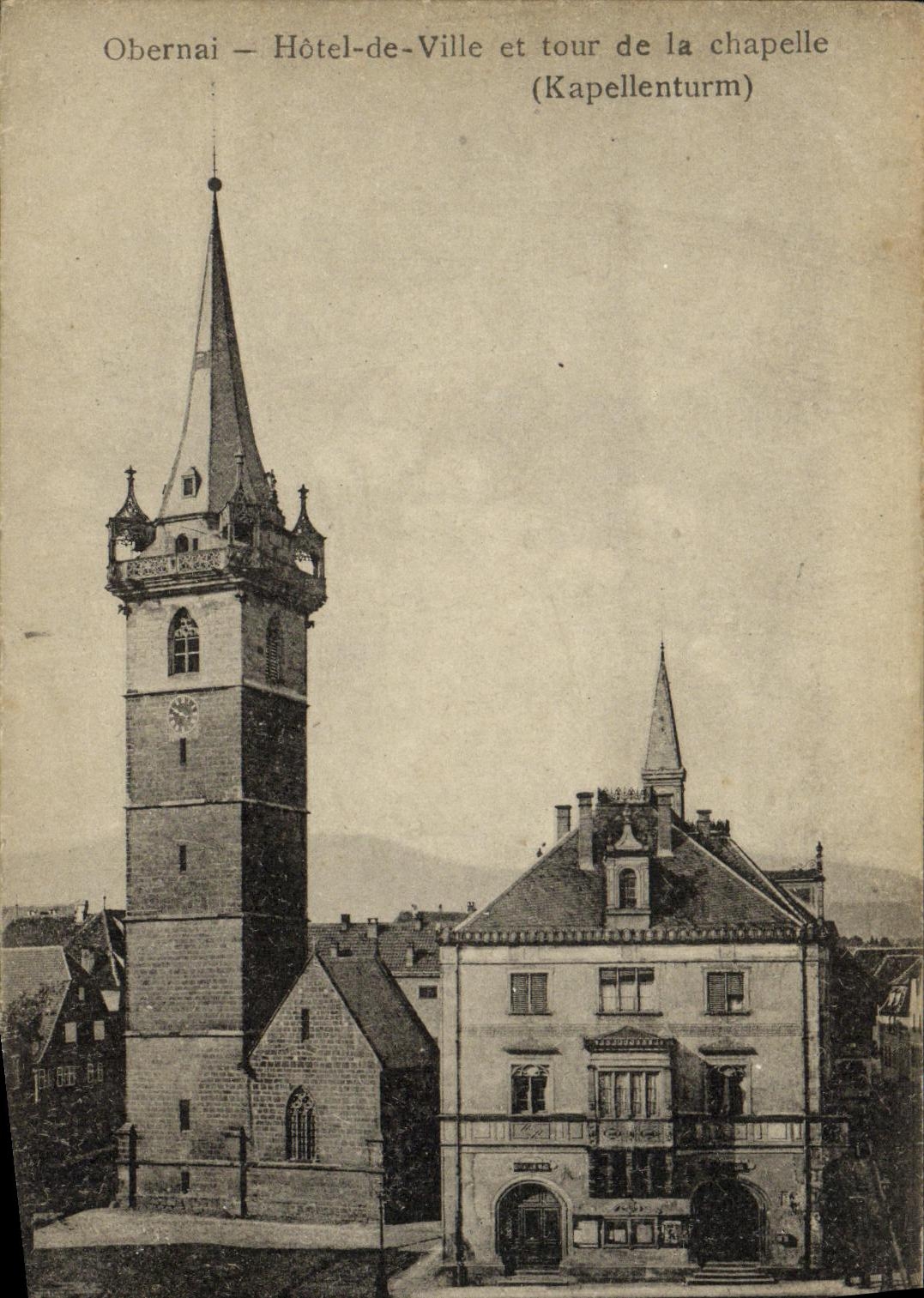 VINTAGE POSTCARD Obernai Town hall and tower of the vault