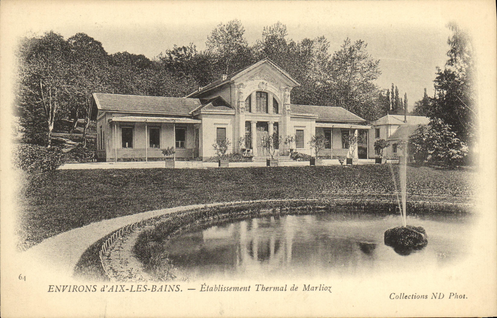 VINTAGE POSTCARD Surroundings D Aix Les Bains Hydropathic establishment of Marlioz