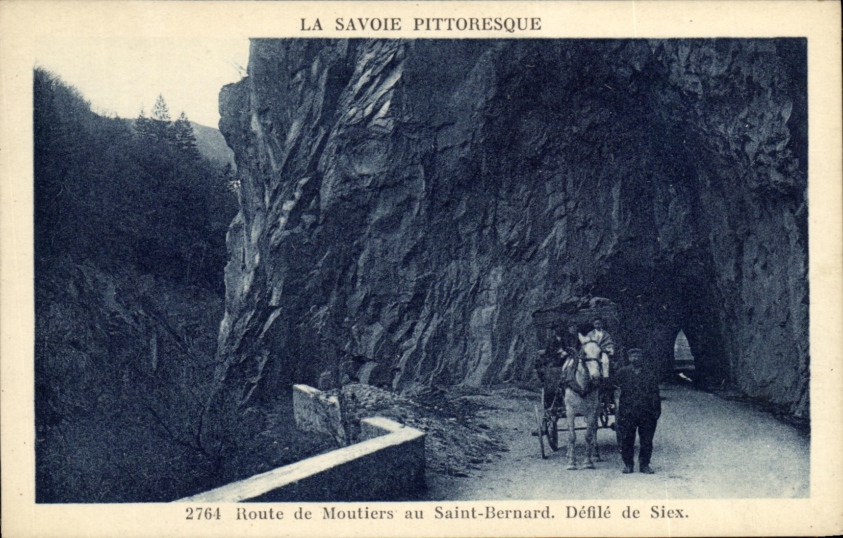 VINTAGE POSTCARD Road of Moutiers to the Saint Bernard Defile of Siex Barouche