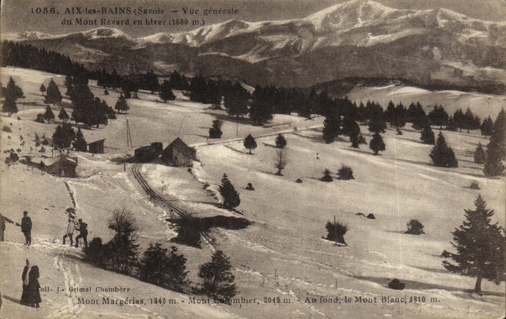 CPA Aix les Bains Vue generale Mont Margerias Au fond le mont Blanc Train