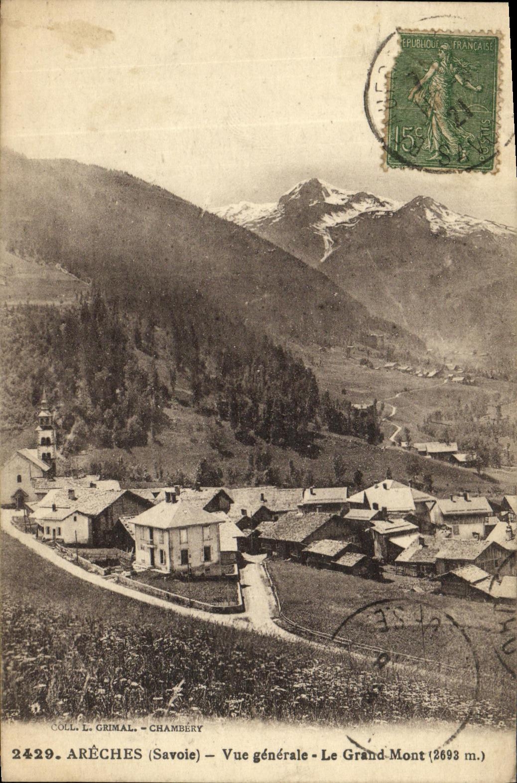 VINTAGE POSTCARD Areches View the Large Mount