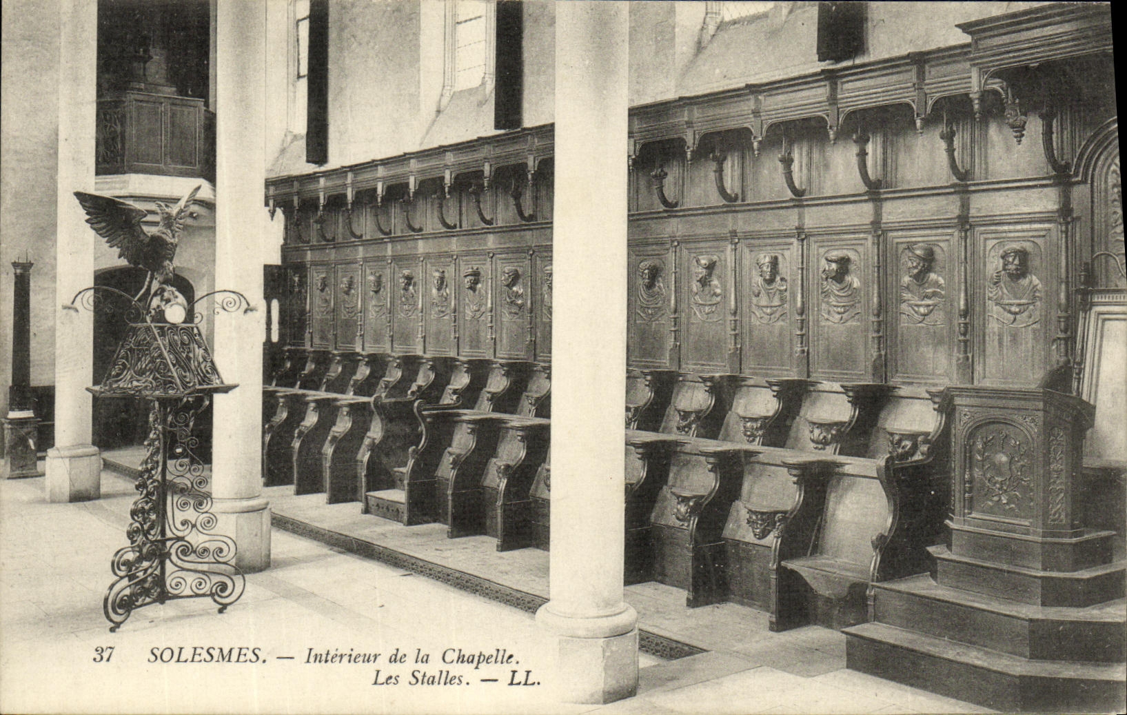 VINTAGE POSTCARD Saints of Interior Solesmes of the Vault Stalls