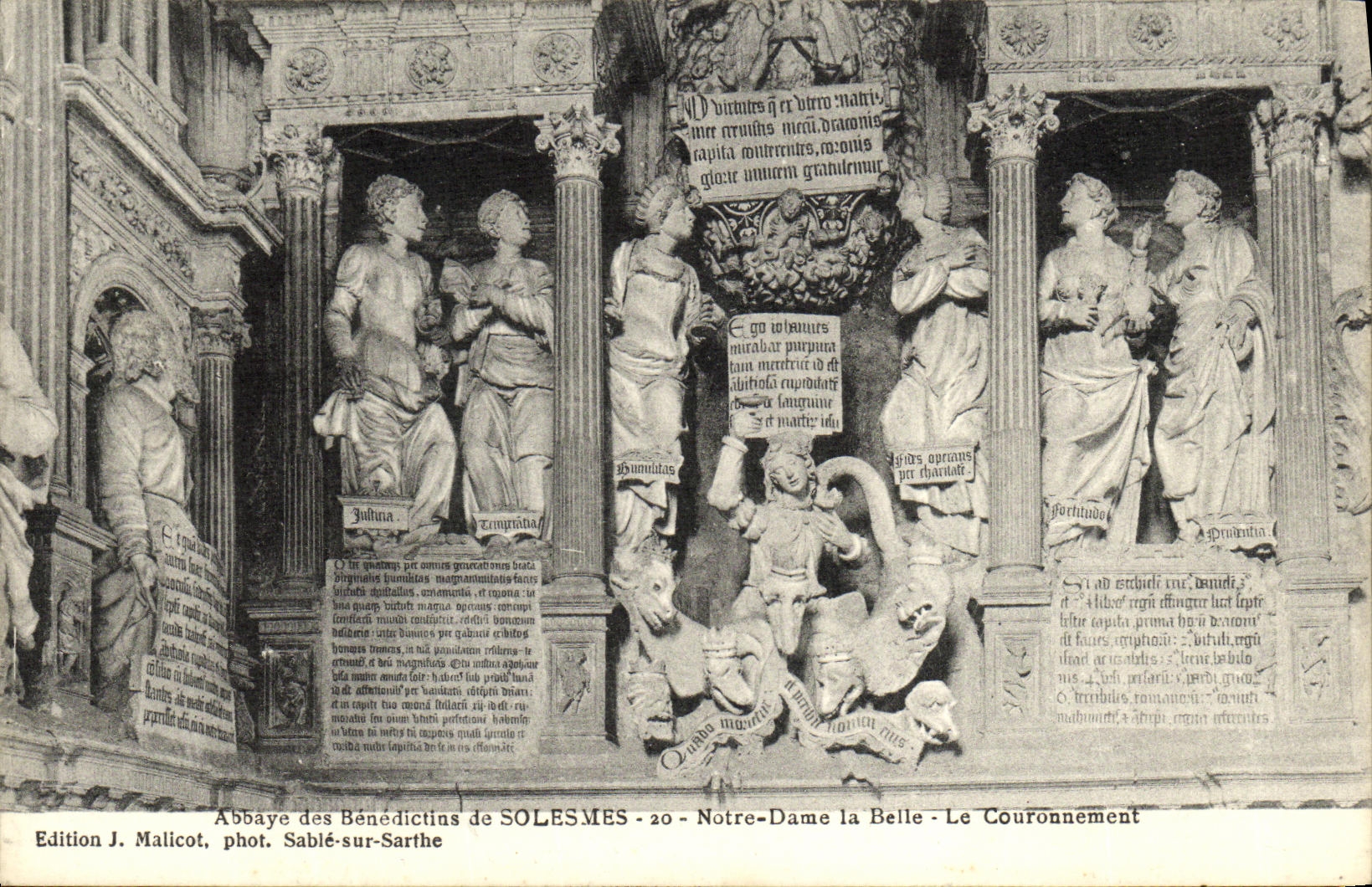 VINTAGE POSTCARD Abbey of the Benedictines of Solesmes Notre Dame Beautiful crowning