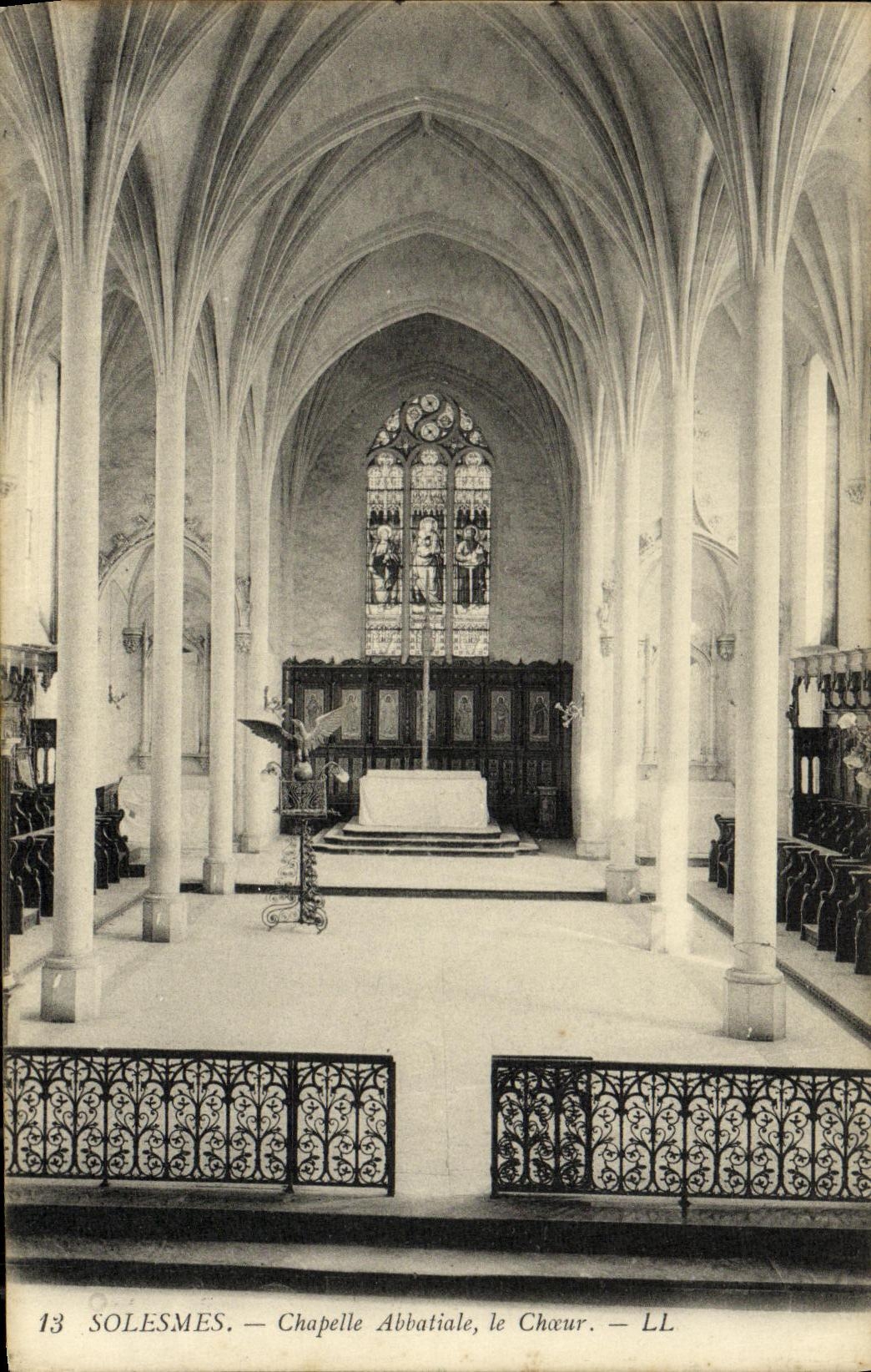 VINTAGE POSTCARD Abbey of Solesmes abbey Vault Chorus