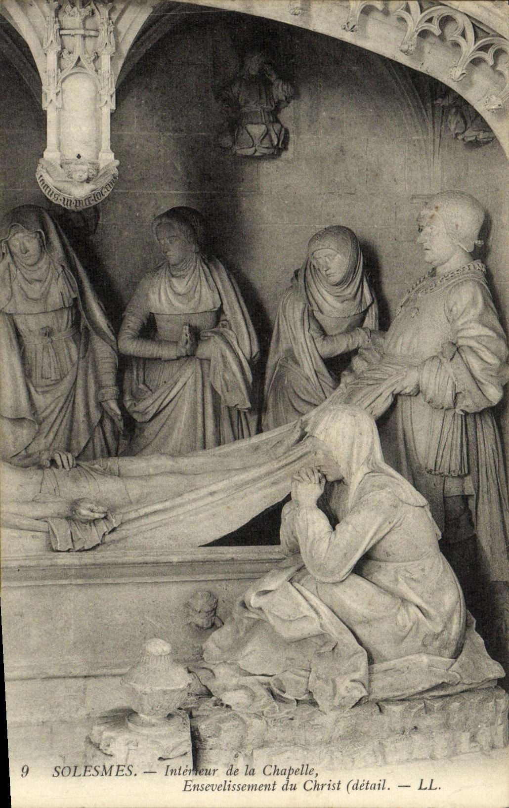 VINTAGE POSTCARD Interior Solesmes of the Vault Burial of Christ