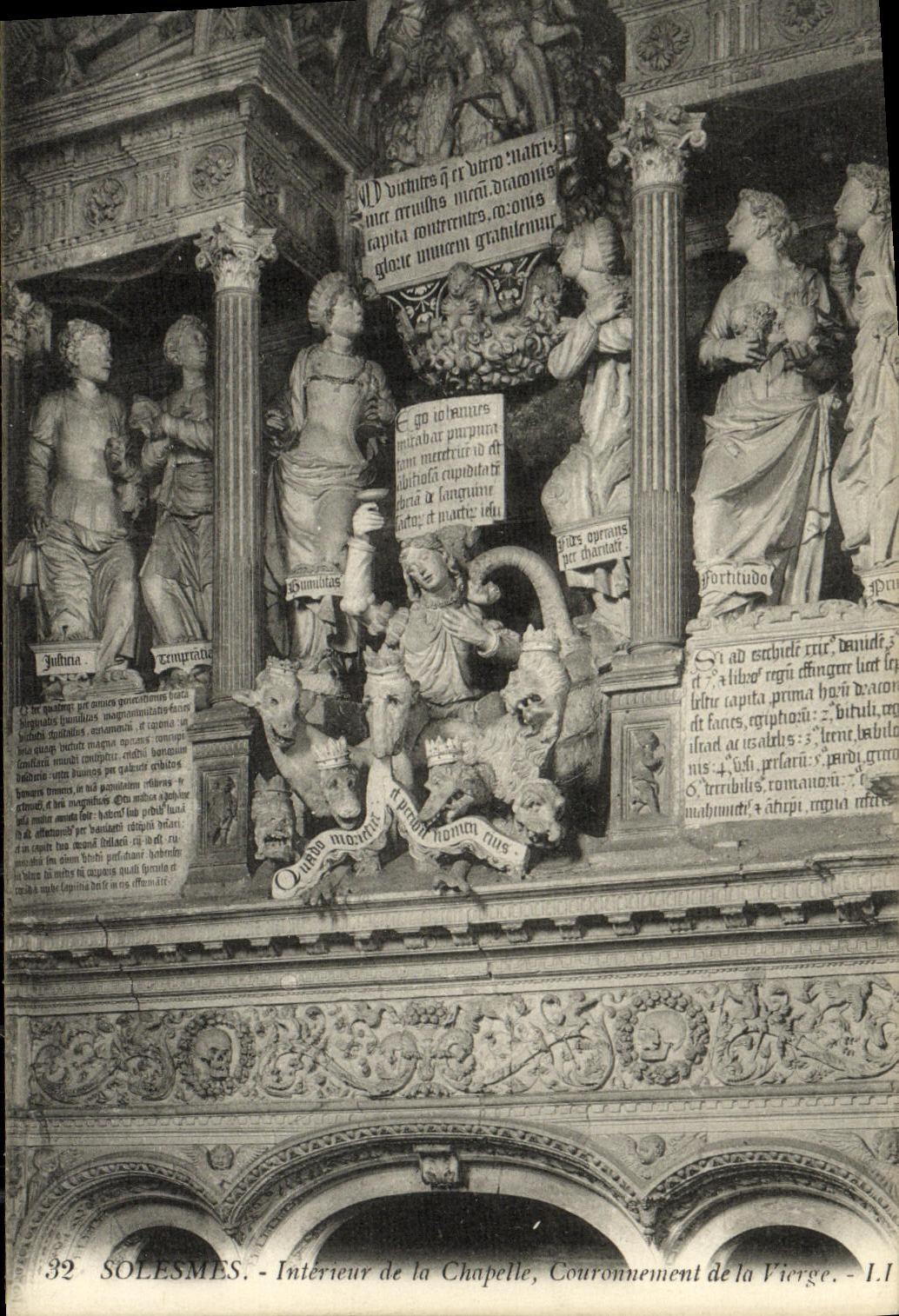 VINTAGE POSTCARD Interior Solemes of the Couronnemer Vault of the Virgin