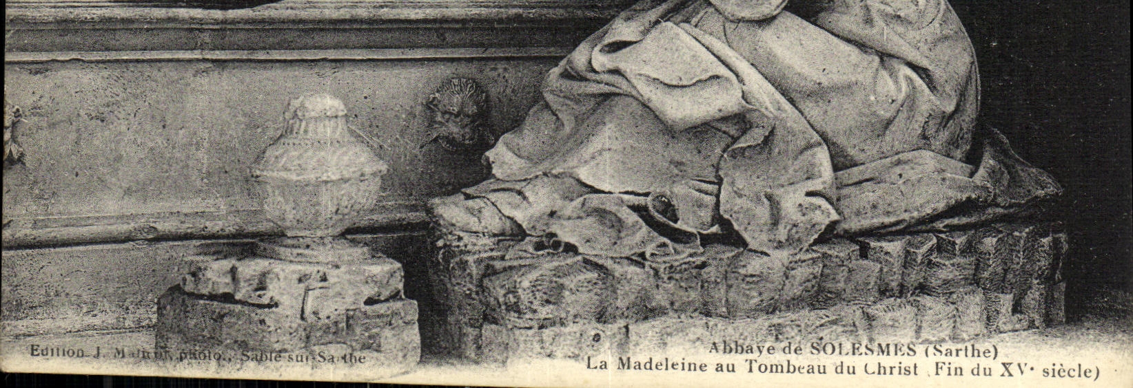 VINTAGE POSTCARD Interior Solesmes of the Vault the Madeleine to the tomb of Christ