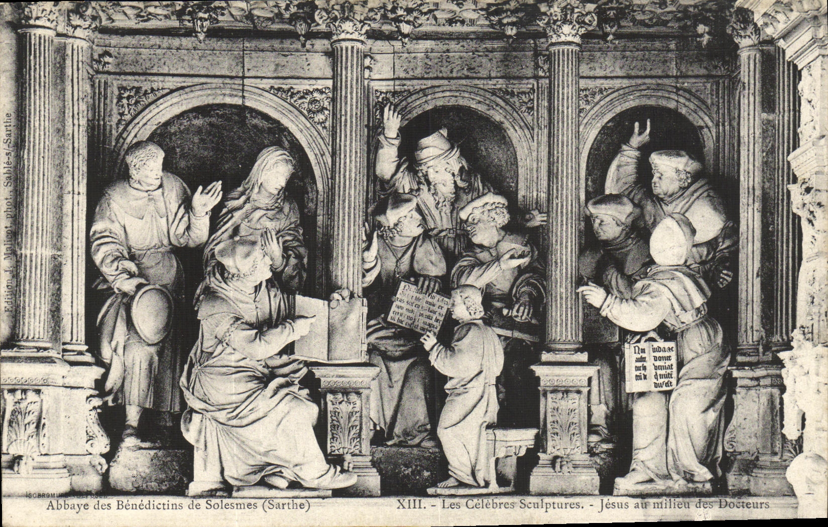 VINTAGE POSTCARD Solesmes Abbey of the Jesus Benedictines in the middle of the doctors