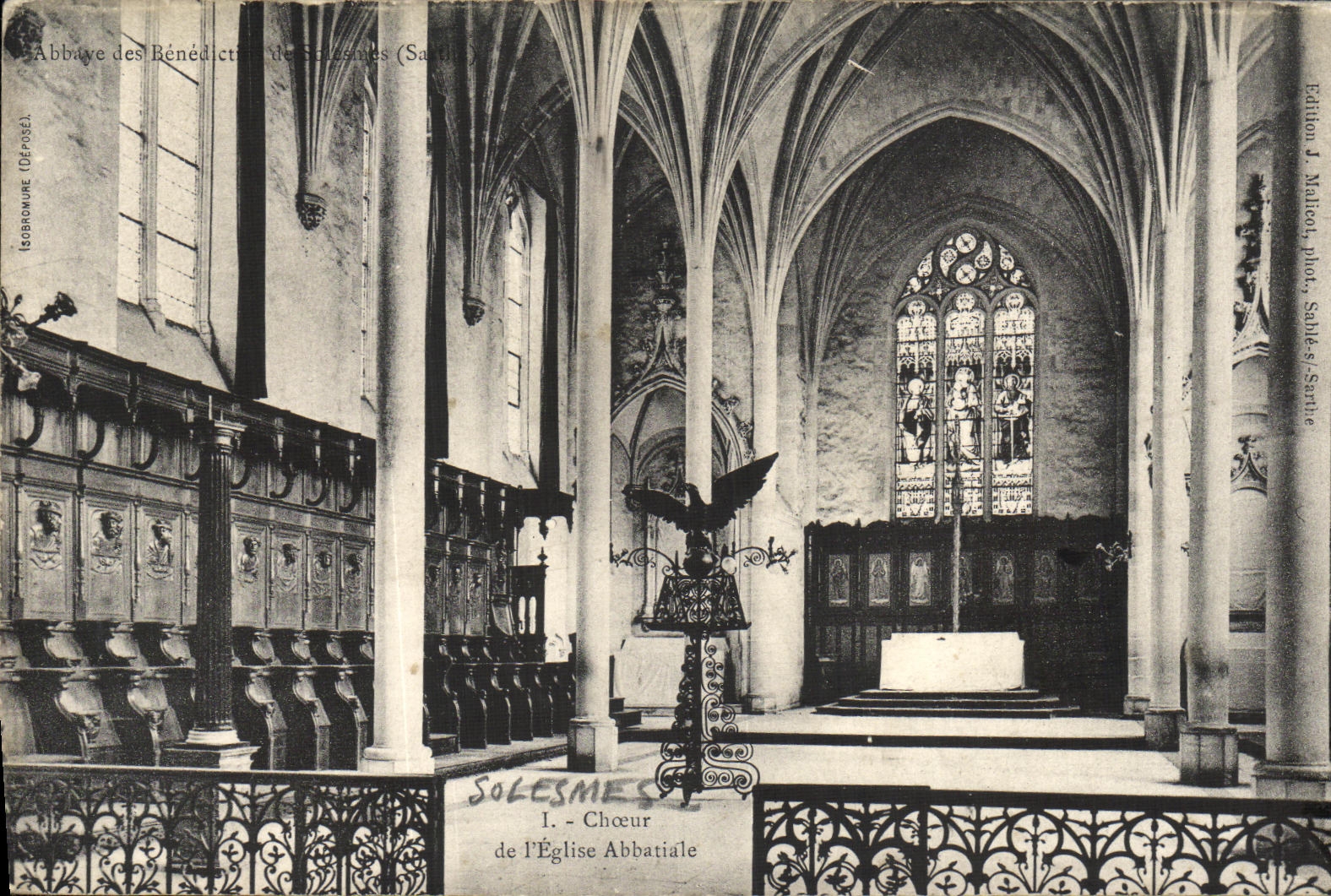 VINTAGE POSTCARD Solesmes chorus of L abbey