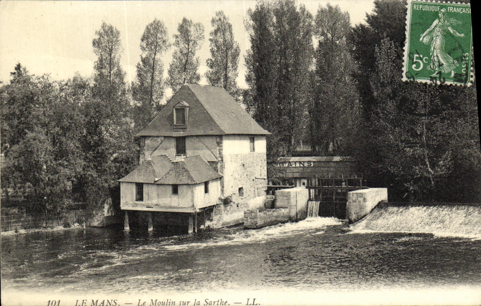 VINTAGE POSTCARD Mans the mill on the Sarthe