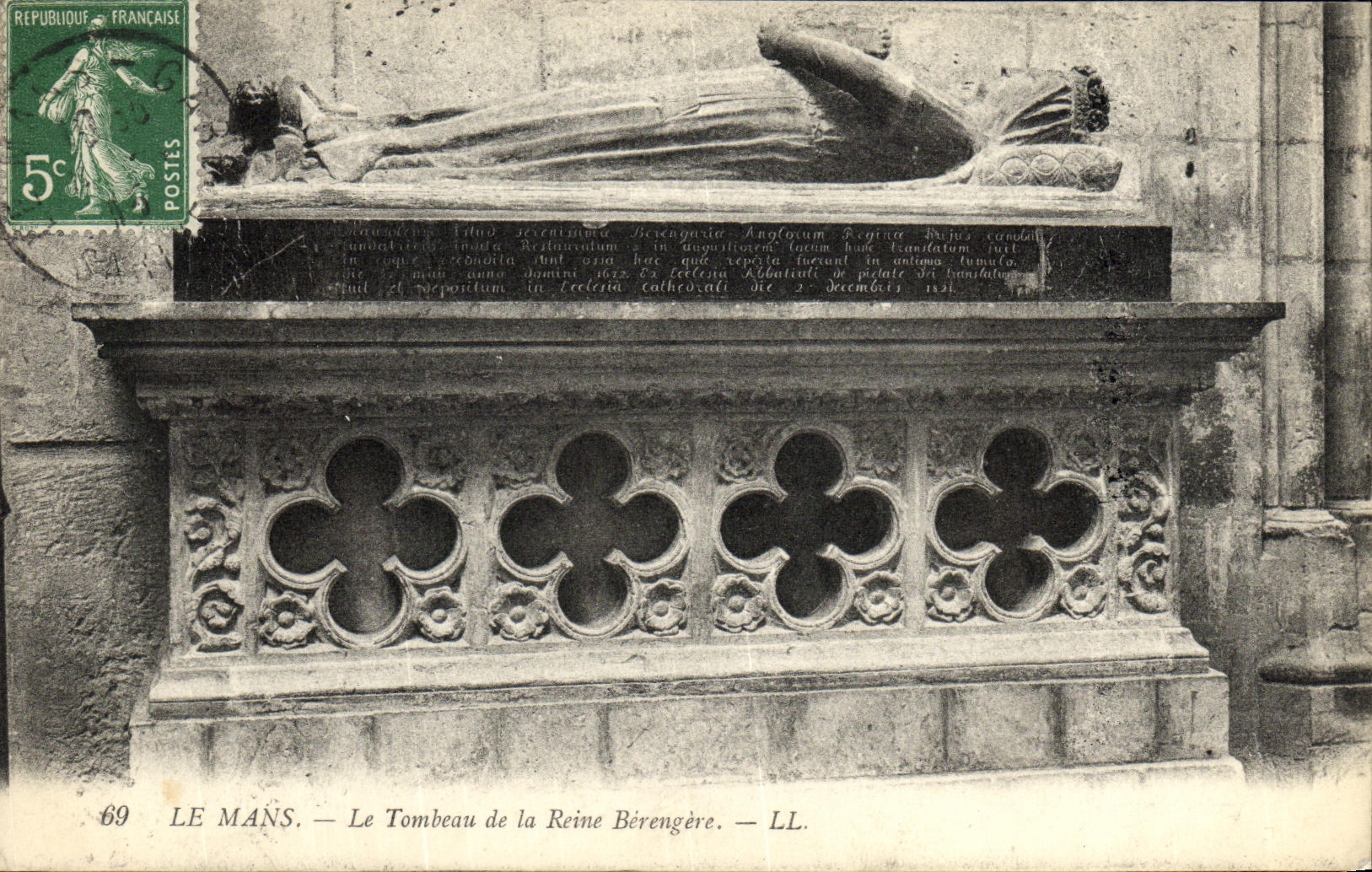 VINTAGE POSTCARD Mans the Tomb of the Queen Berengere