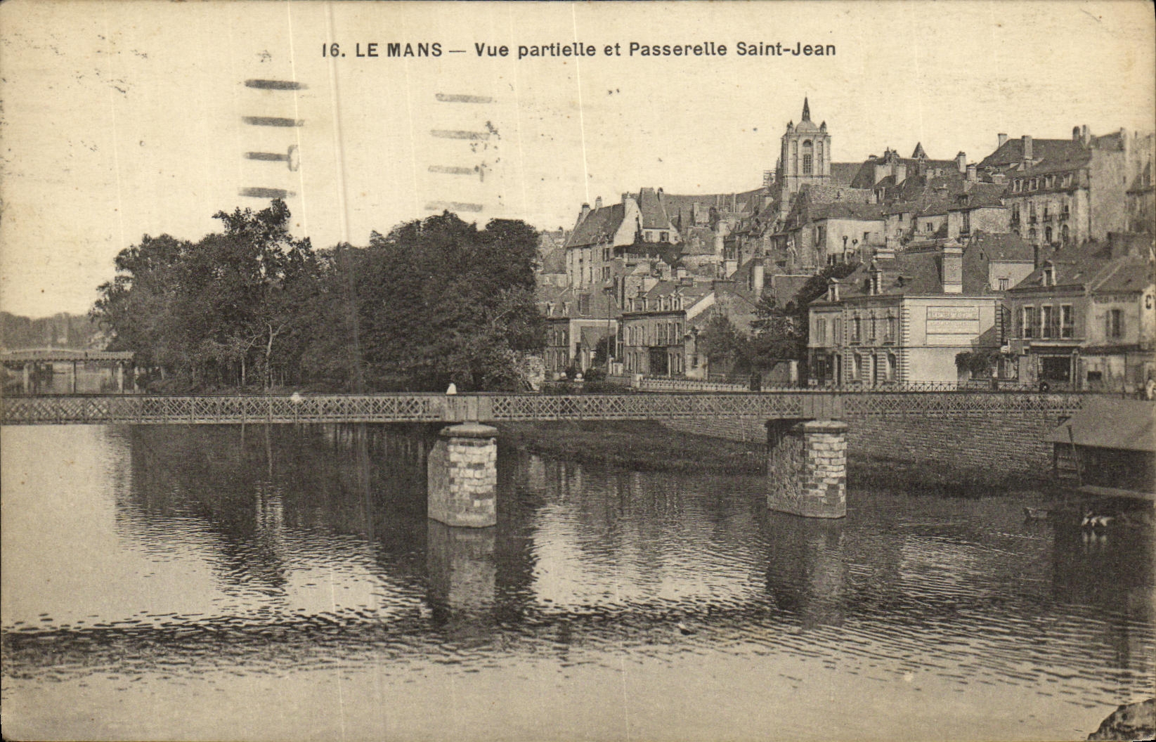 VINTAGE POSTCARD Mans Seen Partial and Footbridge Jean Saint