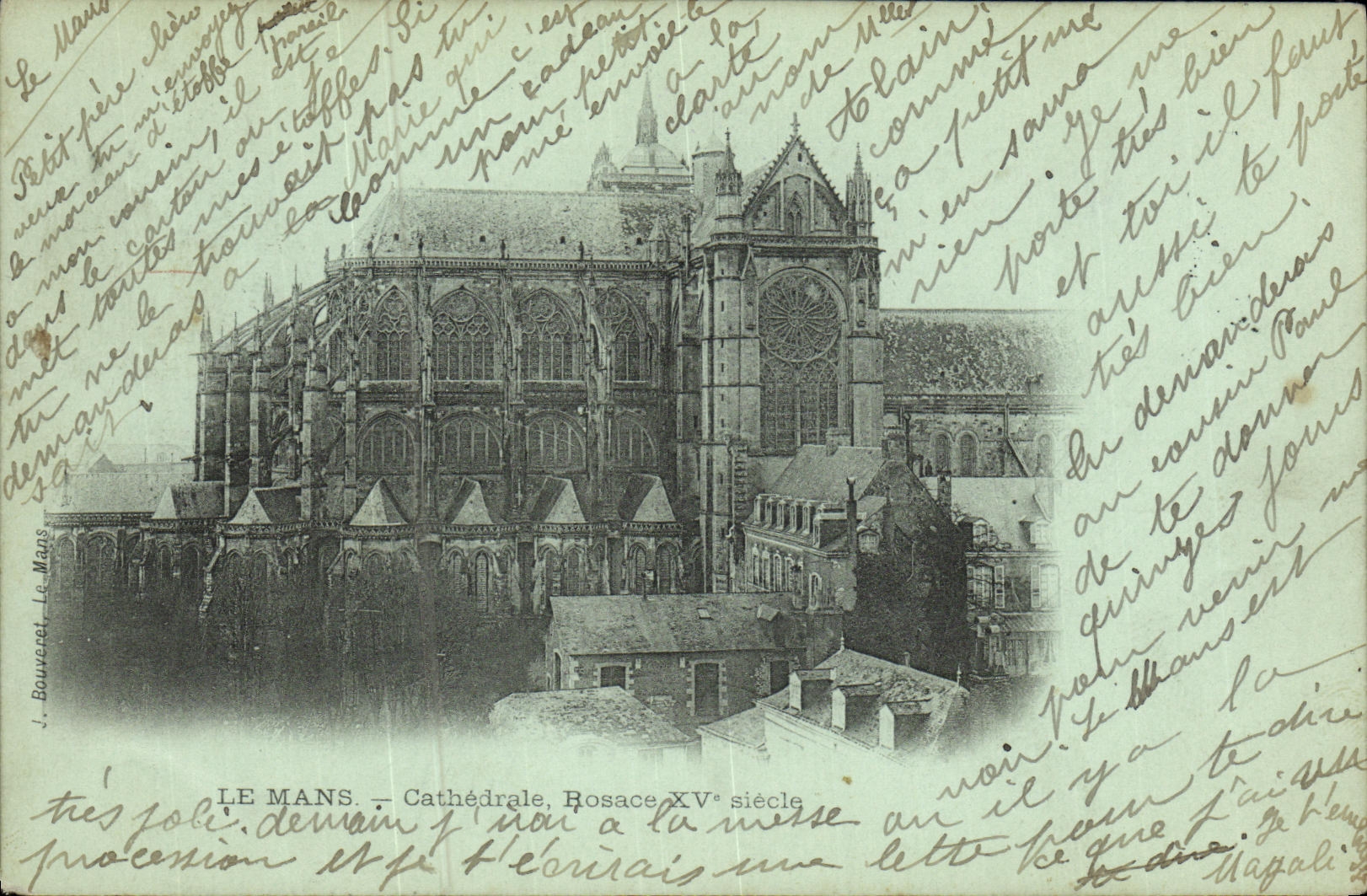 VINTAGE POSTCARD Mans Cathedral Rosette