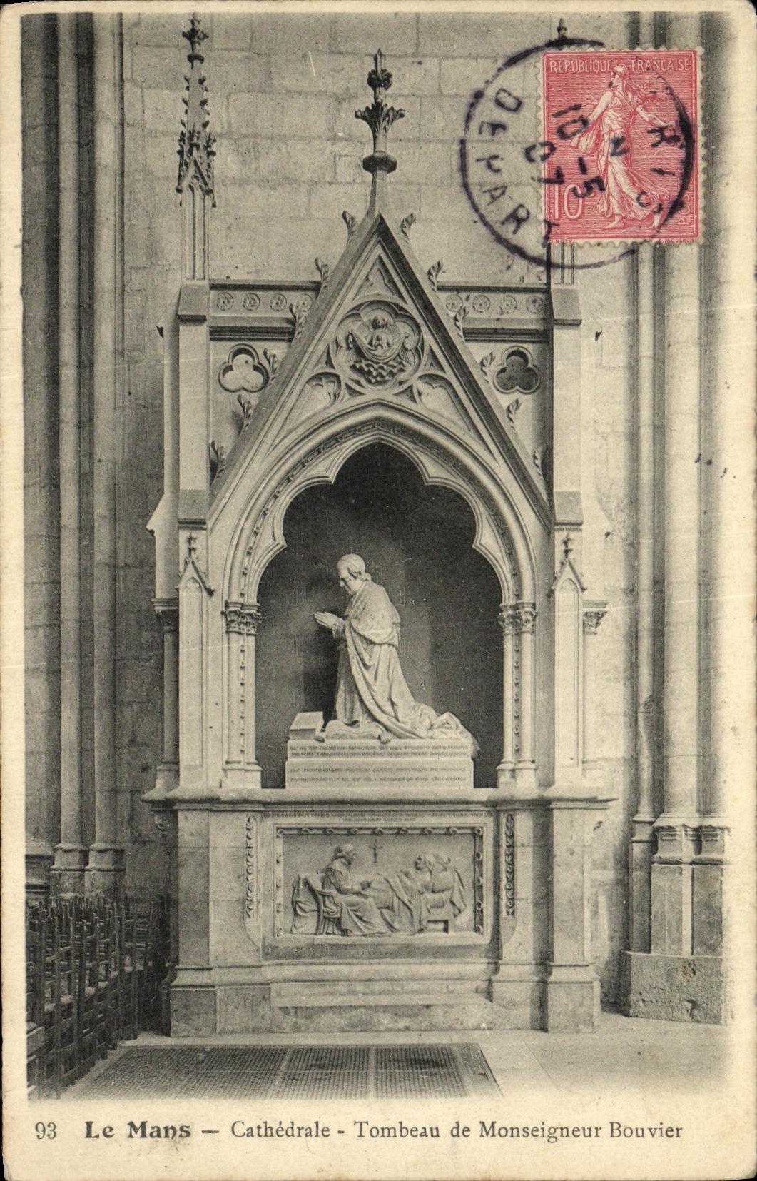 VINTAGE POSTCARD Mans Cathedral Tomb of Monseigneur Bouvier