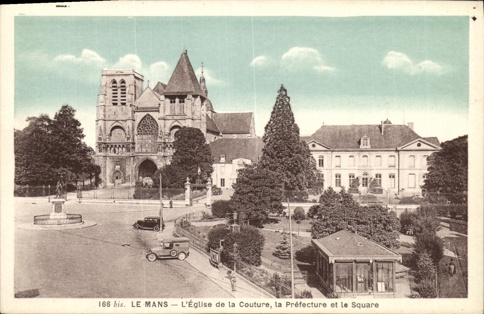 VINTAGE POSTCARD Mans Church of the Seam Prefecture and the public garden
