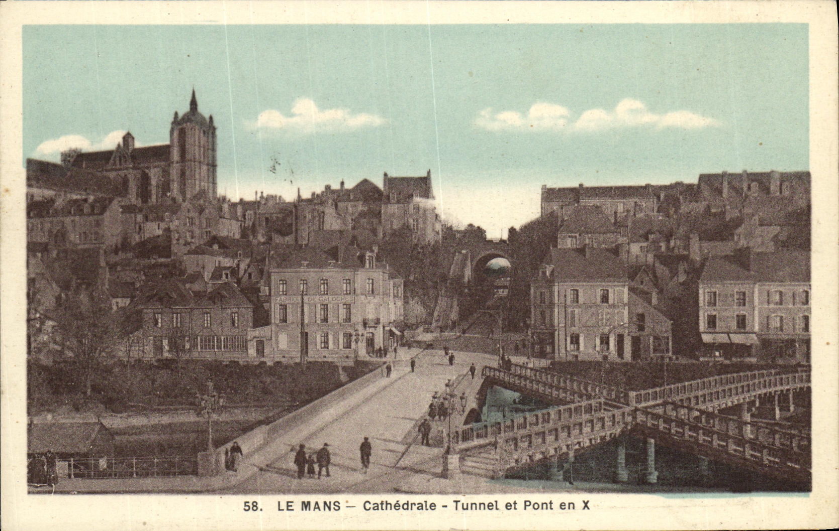 VINTAGE POSTCARD Mans Cathedral Tunnel and Bridge in X