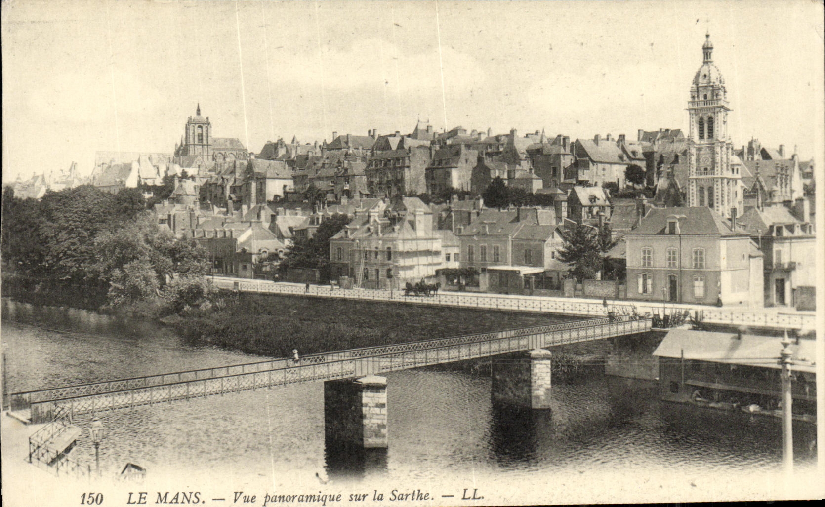 VINTAGE POSTCARD Mans Panoramic View On the Sarthe