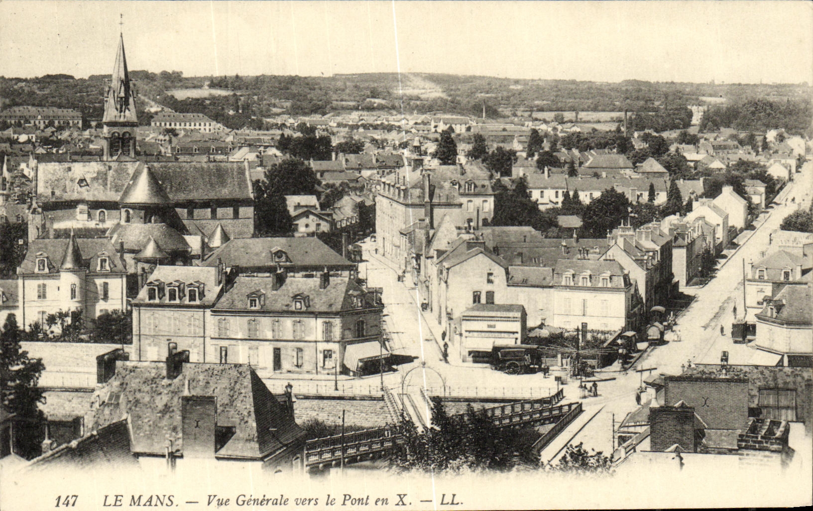 VINTAGE POSTCARD Mans View Towards the Bridge in X