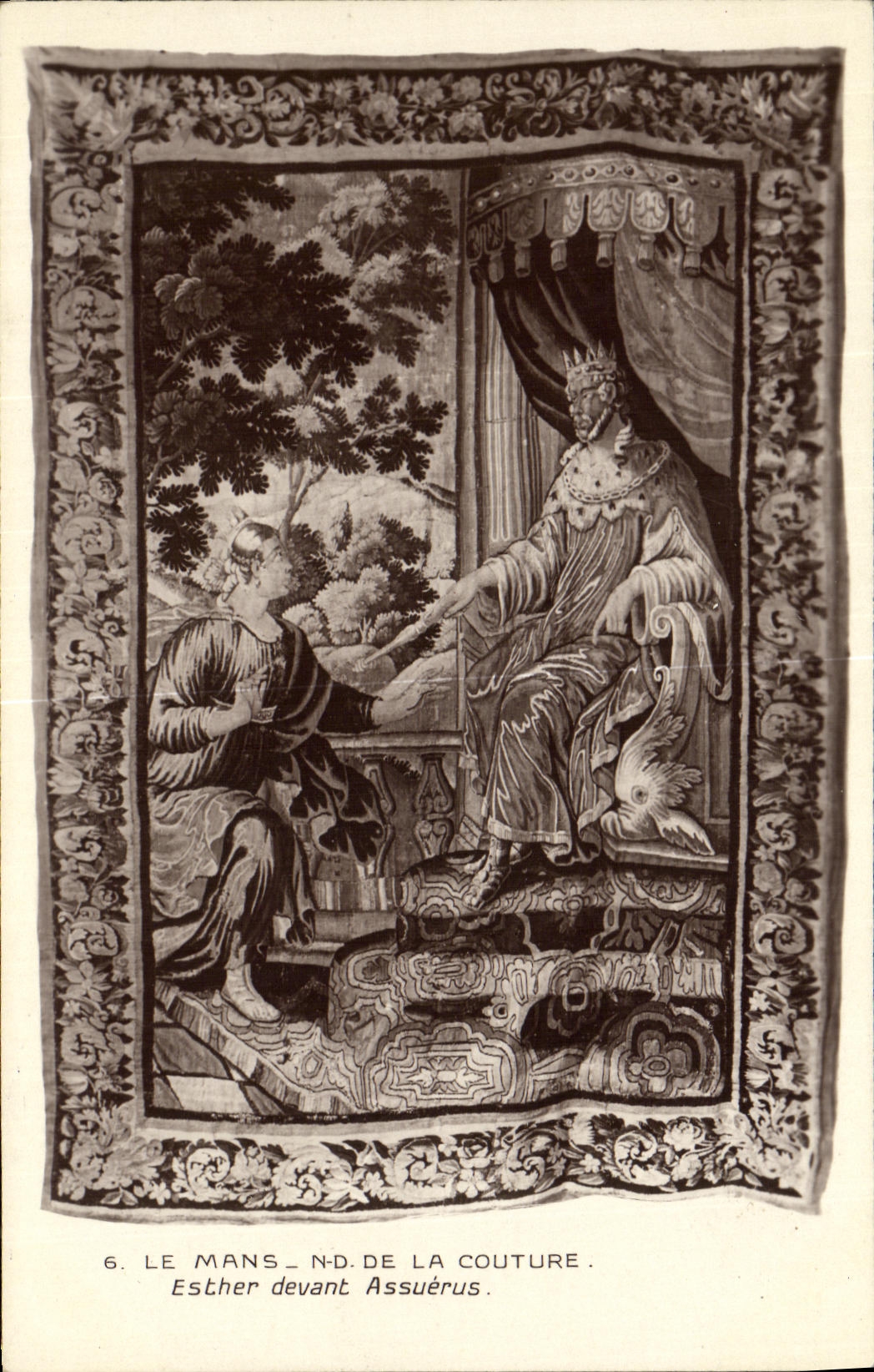 VINTAGE POSTCARD Mans Nd of the Esther Seam in front of Assuerus