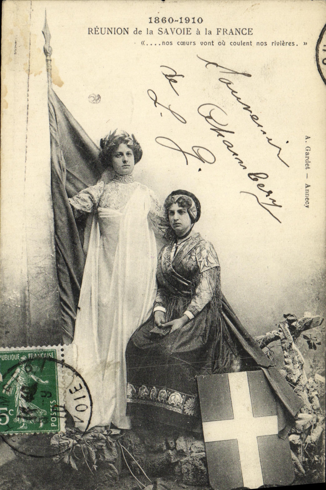 VINTAGE POSTCARD Meeting of Savoy in France Folklore 1860 1910