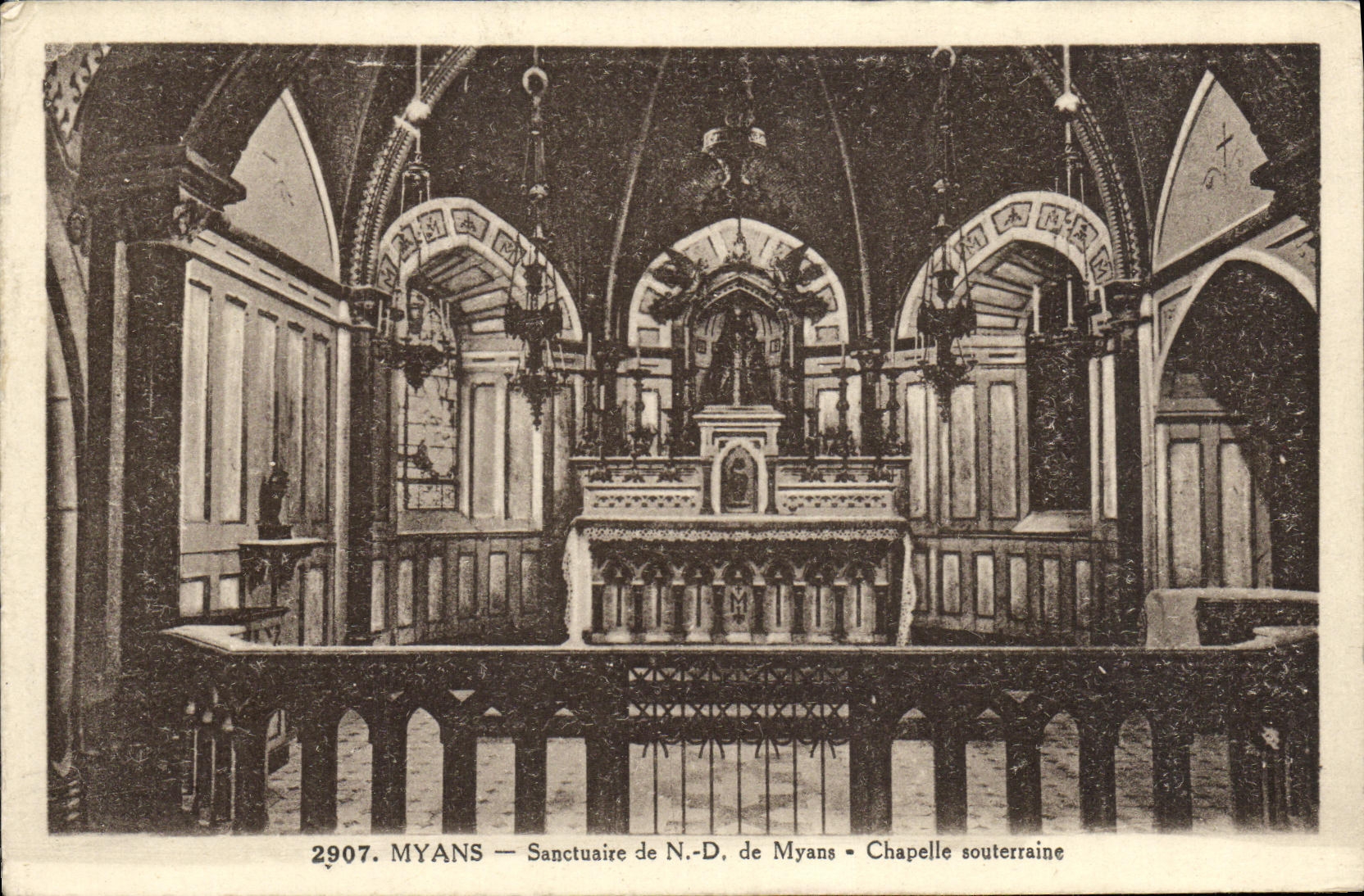 VINTAGE POSTCARD Myans Sanctuary of ND of Myans underground Vault