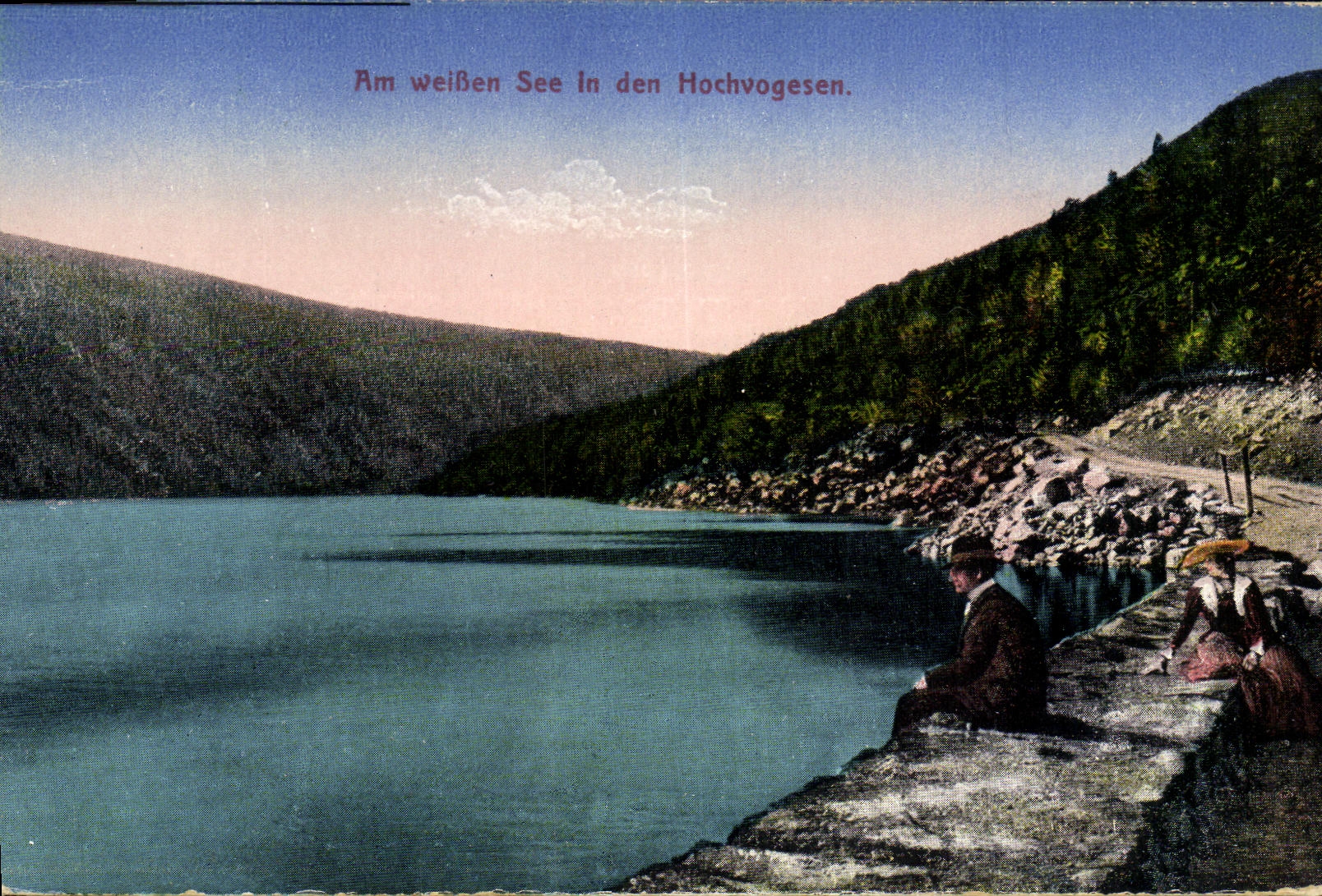 VINTAGE POSTCARD Am weissen See in Den Hochvogesen