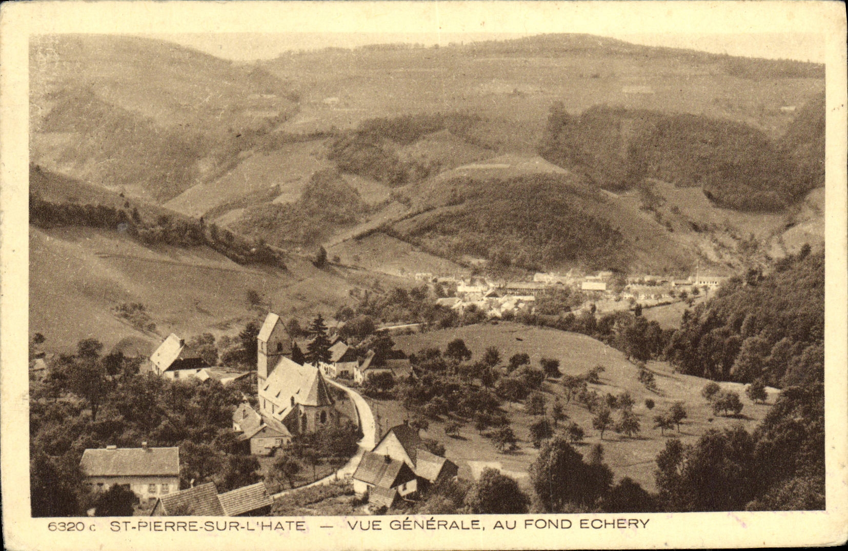 VINTAGE POSTCARD St Pierre On L Hastens View At the Echery Bottom