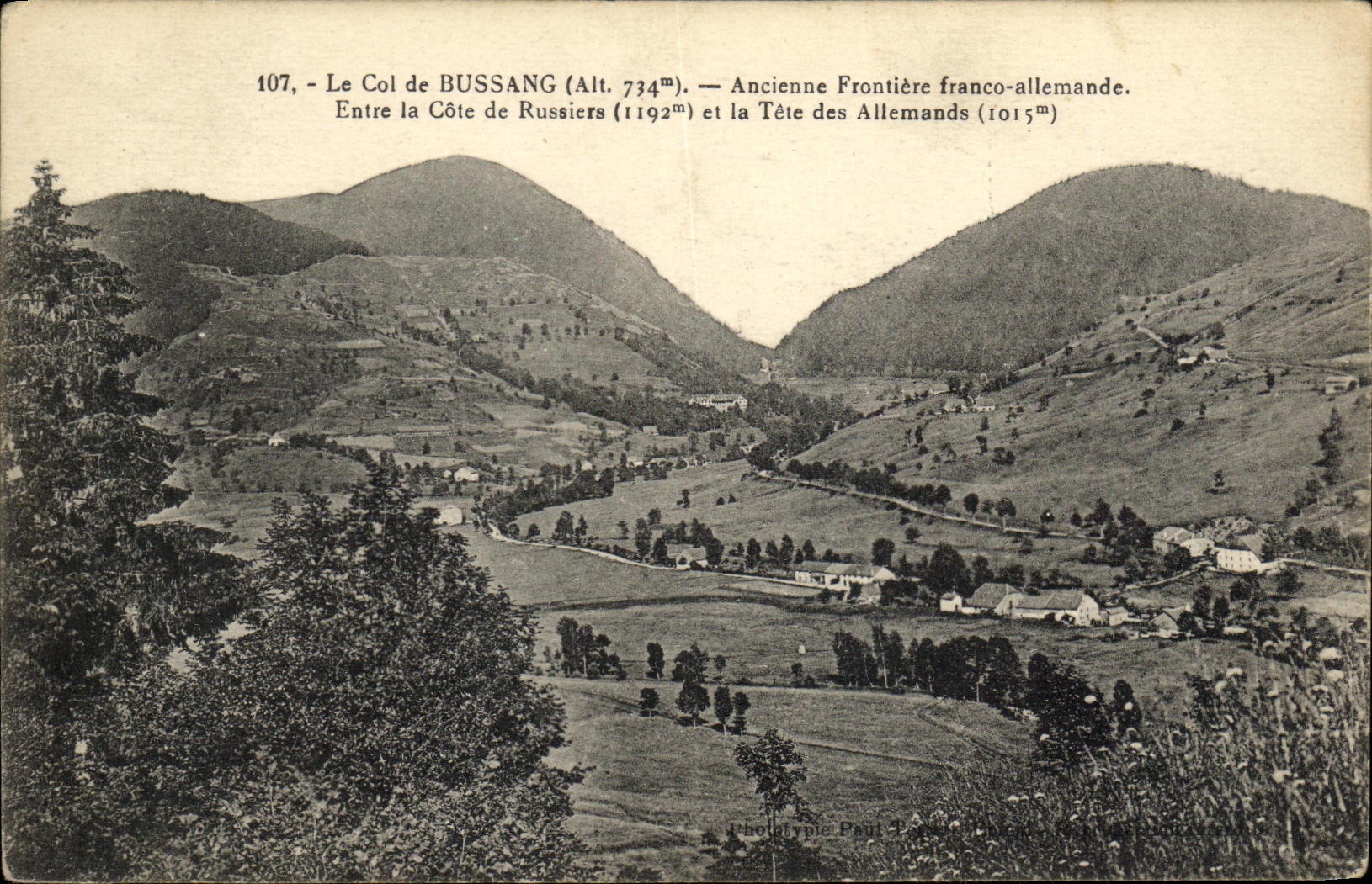 CPA Bussang Le Col de Ancienne Frontiere Franco allemande Entre la cote de Russiers et la tete des allemands