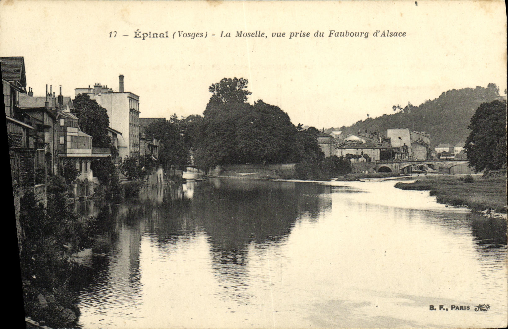 POSTAL Epinal de la VENDIMIA el Mosela vista del suburbio D Alsacia