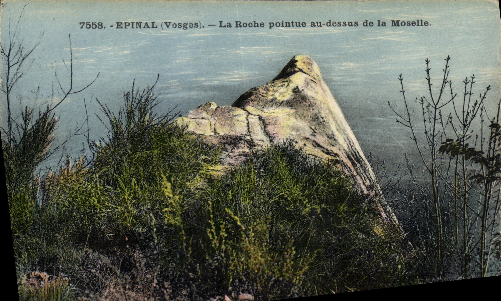 POSTAL Epinal de la VENDIMIA la roca acentuada con la tapa del Mosela